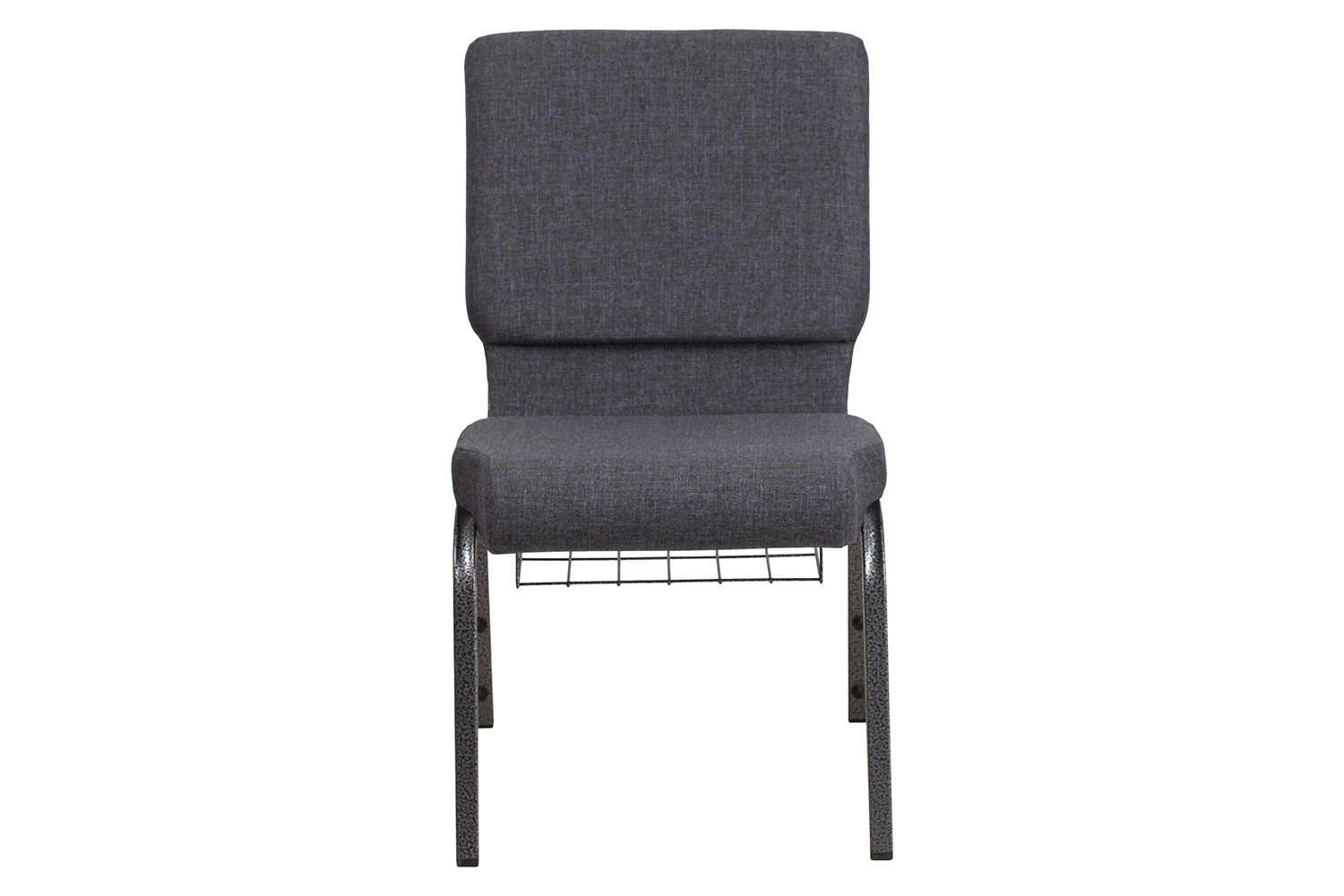 BLNK HERCULES Series Fabric Church Chair with Book Rack and Silver Vein Frame - Dark Gray