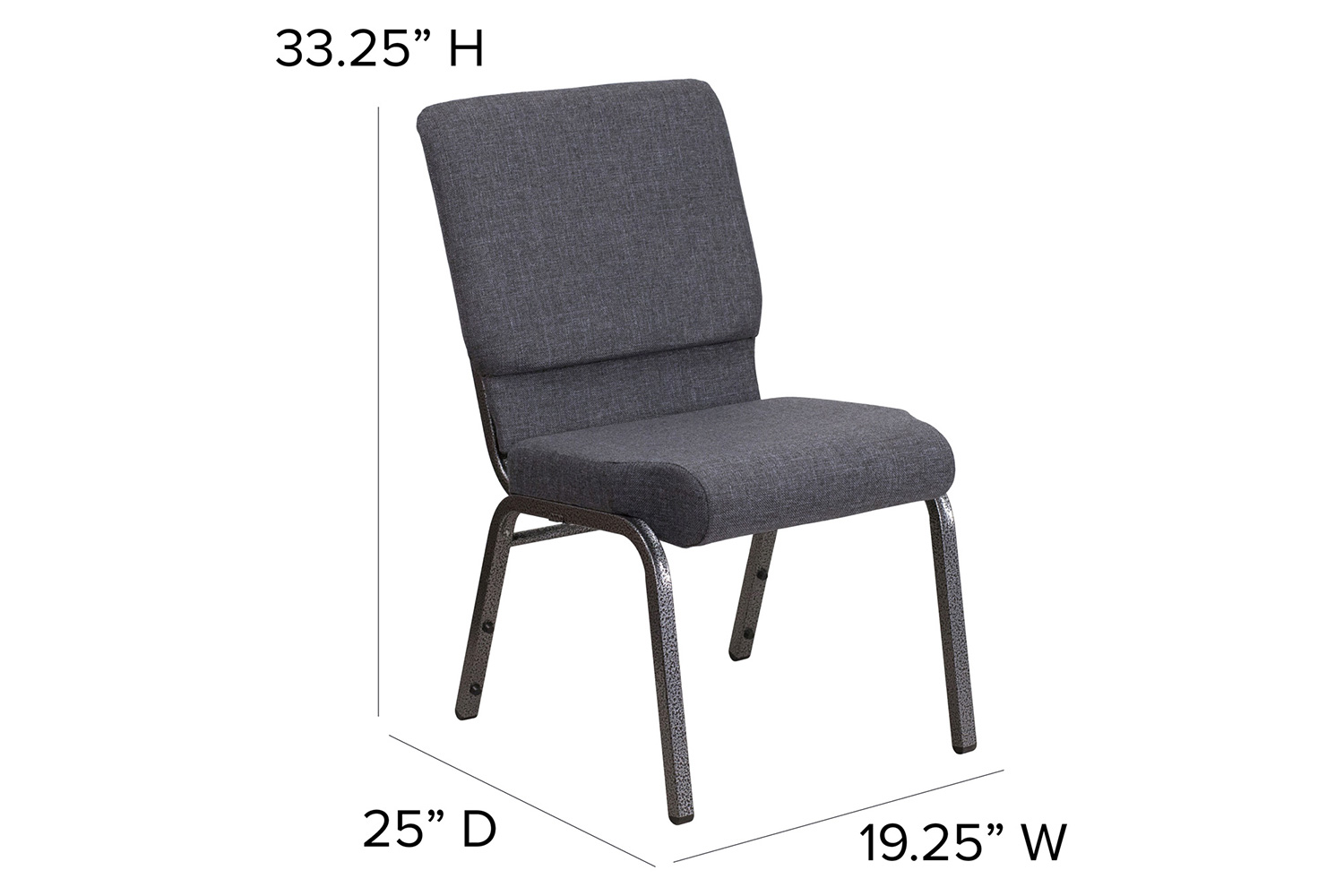 BLNK HERCULES Series Fabric Stacking Church Chair with Silver Vein Frame - Dark Gray