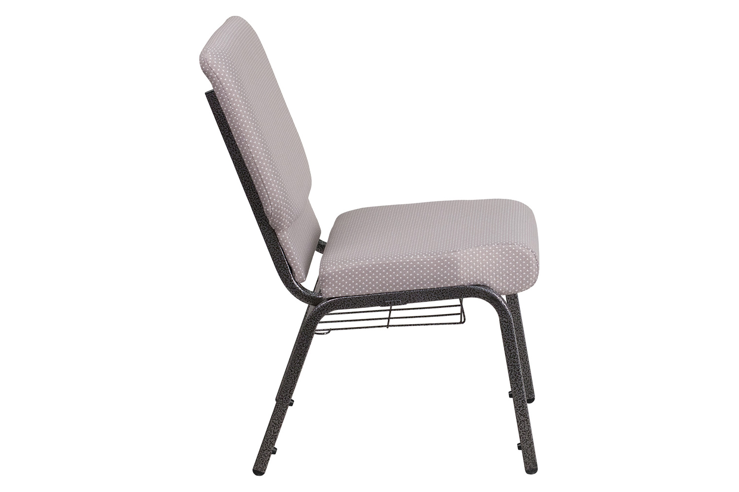 BLNK HERCULES Series Fabric Church Chair with Book Rack and Silver Vein Frame - Gray Dot