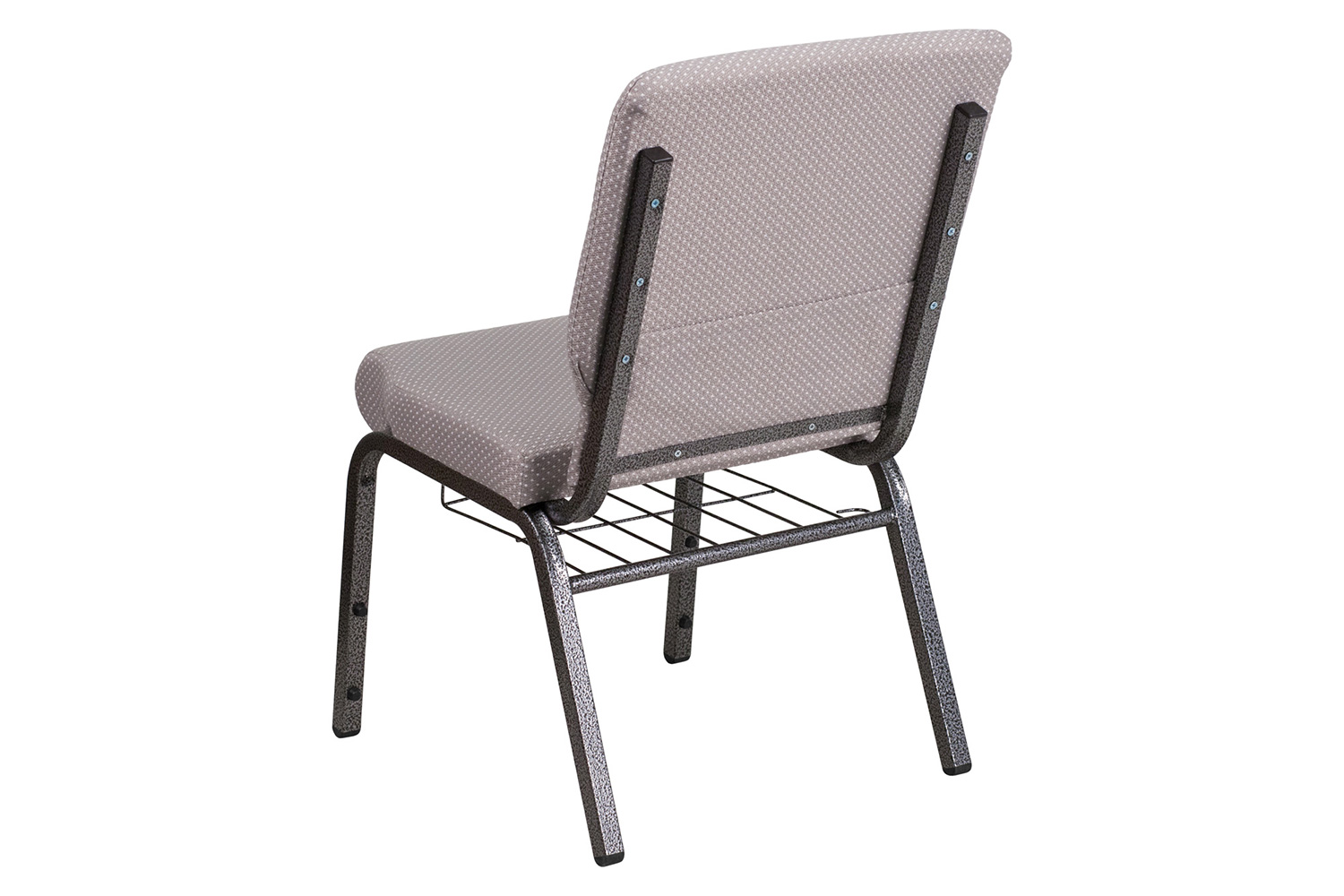 BLNK HERCULES Series Fabric Church Chair with Book Rack and Silver Vein Frame - Gray Dot