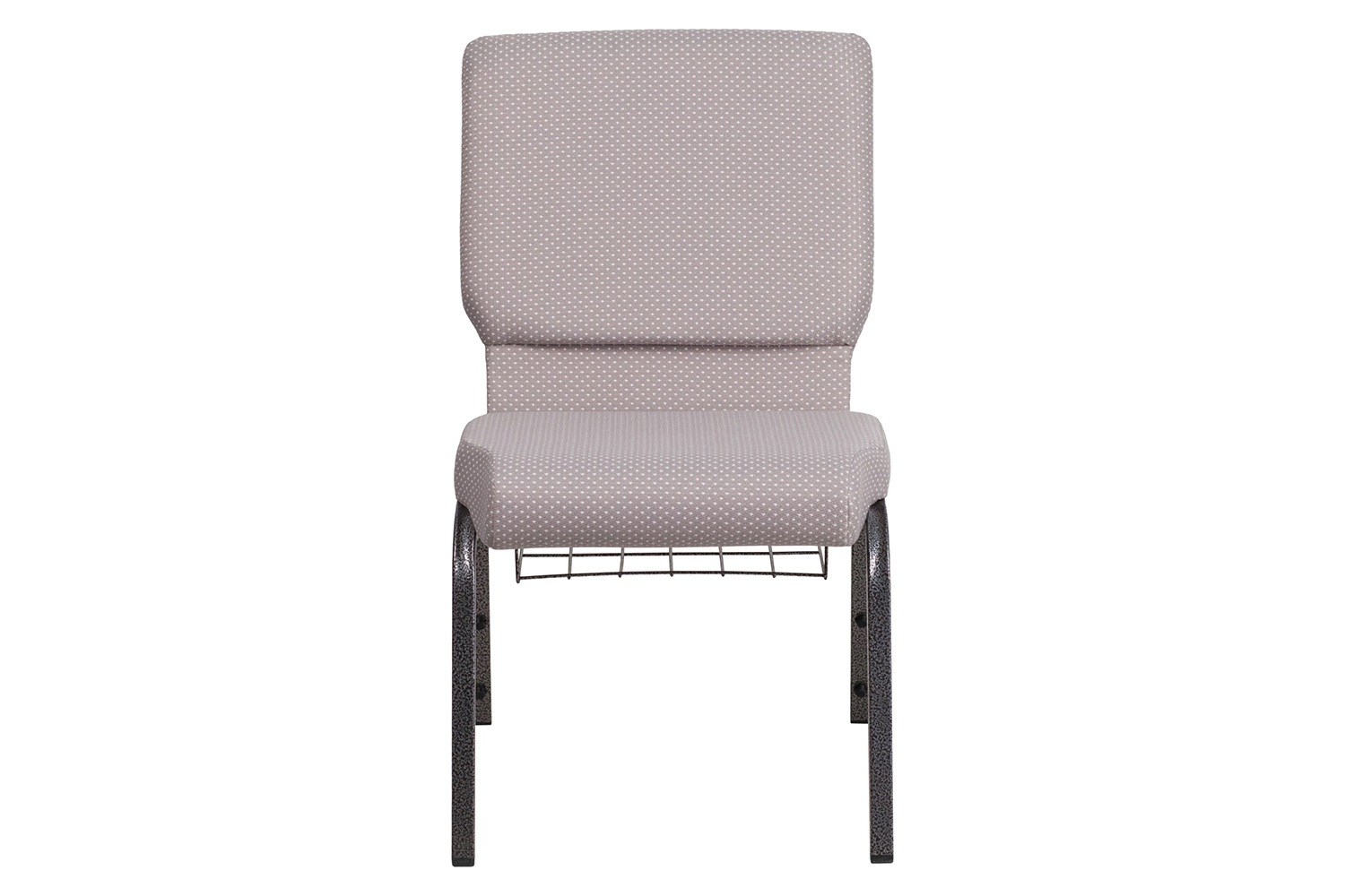 BLNK HERCULES Series Fabric Church Chair with Book Rack and Silver Vein Frame - Gray Dot