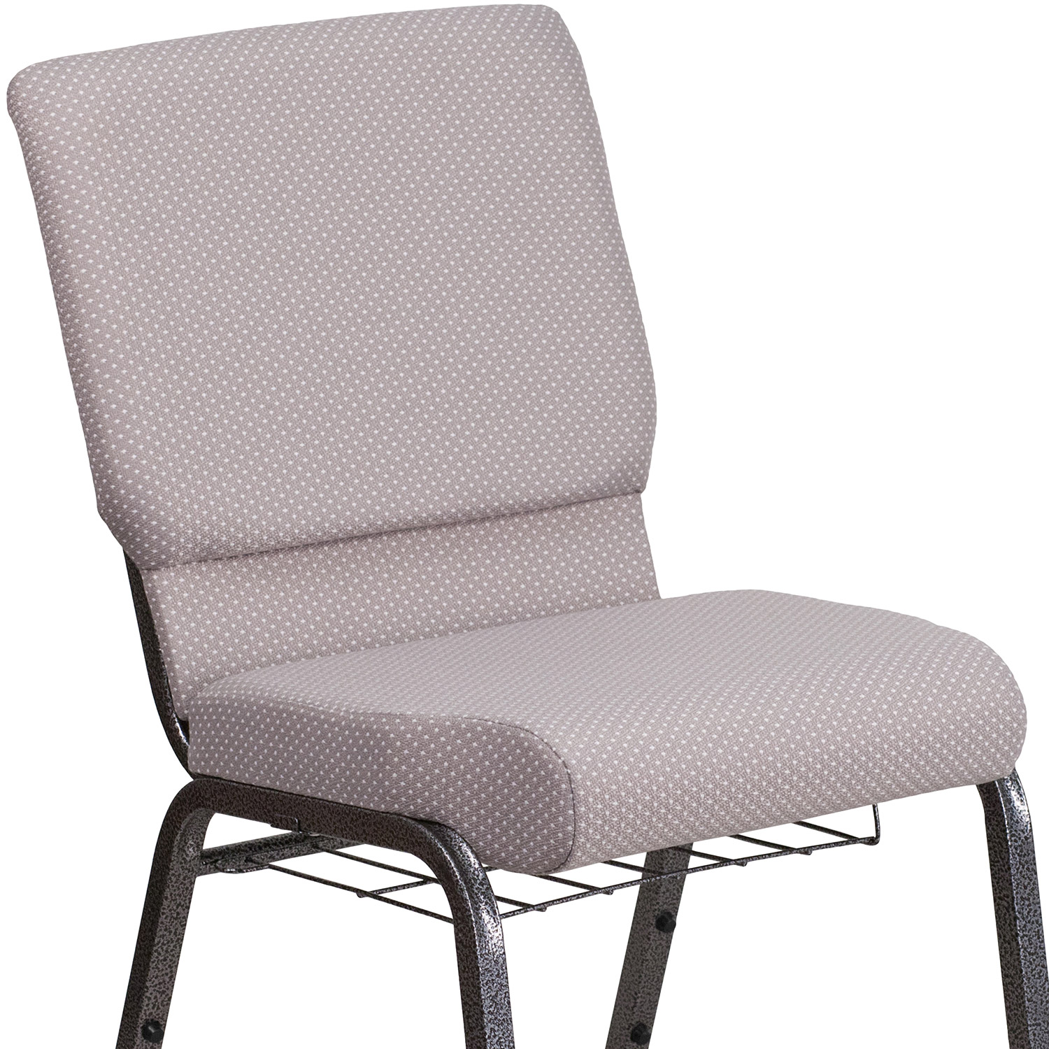 BLNK HERCULES Series Fabric Church Chair with Book Rack and Silver Vein Frame - Gray Dot