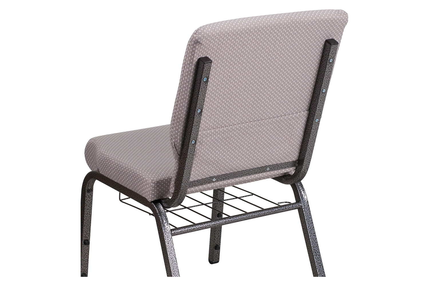 BLNK HERCULES Series Fabric Church Chair with Book Rack and Silver Vein Frame - Gray Dot