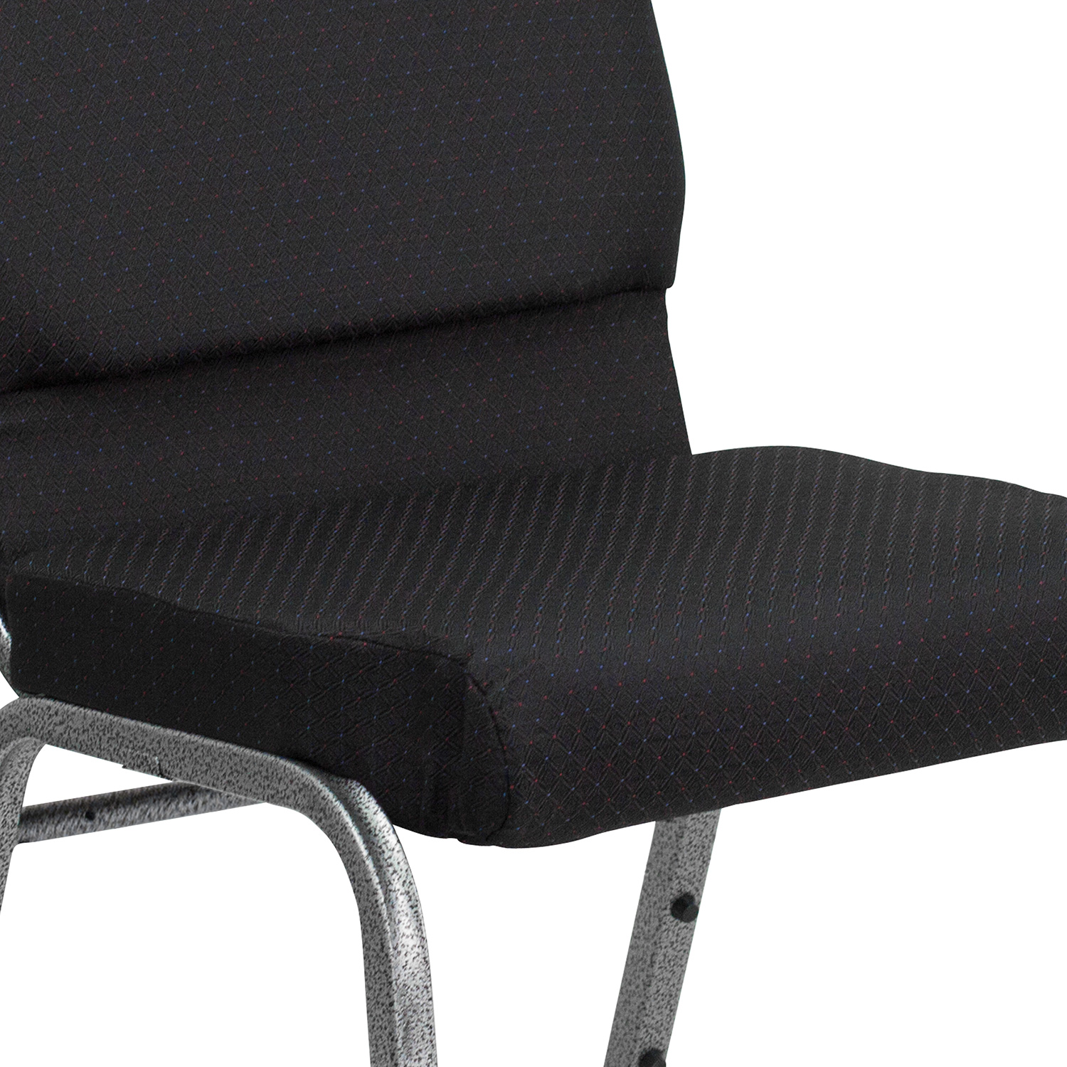 BLNK HERCULES Series Fabric Stacking Church Chair with Silver Vein Frame - Black Patterned