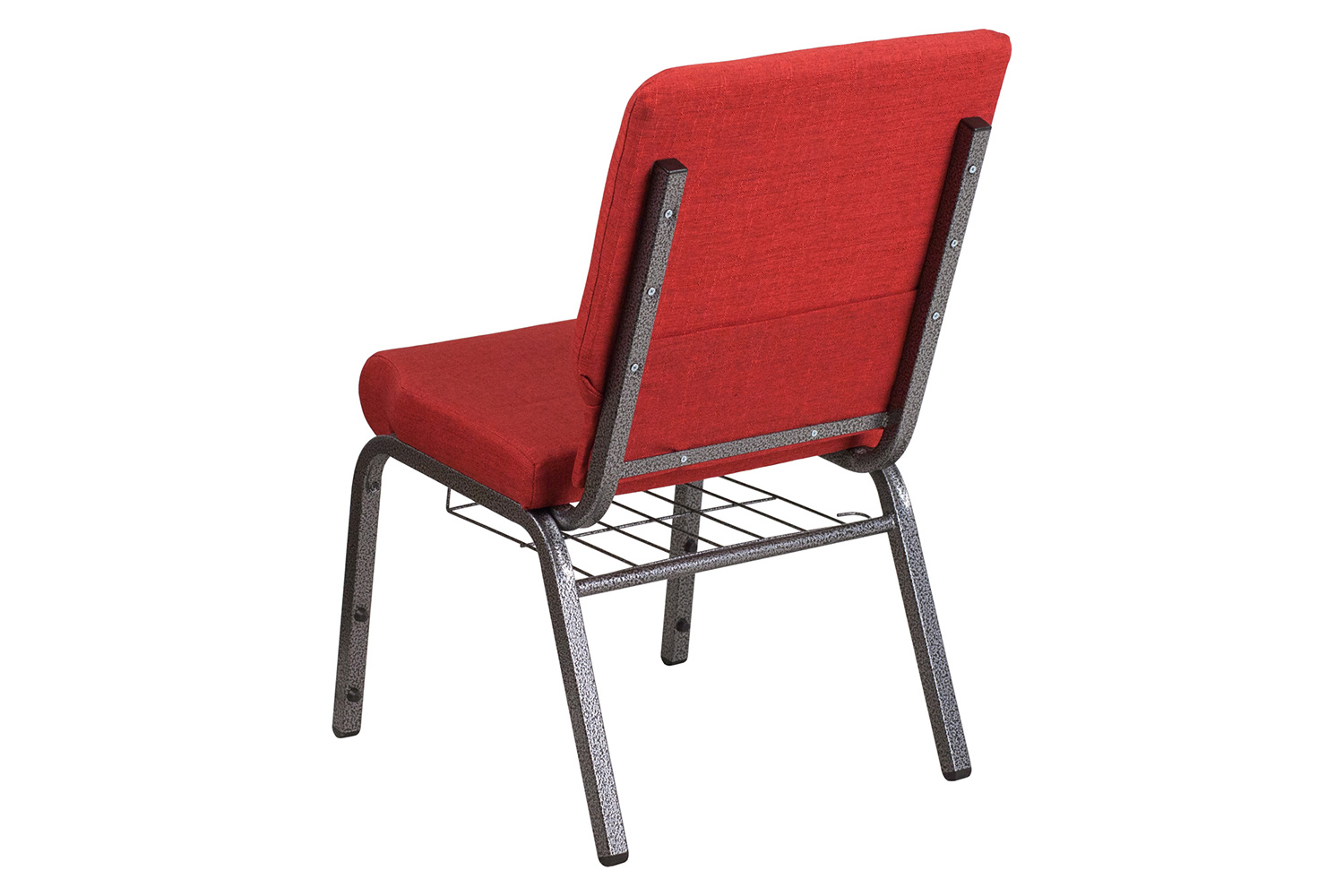 BLNK HERCULES Series Fabric Church Chair with Cup Book Rack and Silver Vein Frame - Red