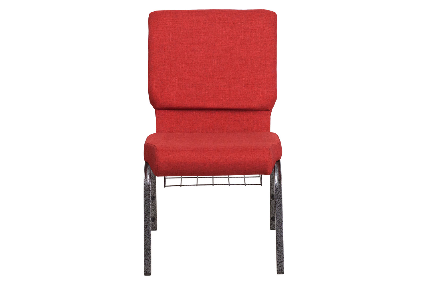 BLNK HERCULES Series Fabric Church Chair with Cup Book Rack and Silver Vein Frame - Red
