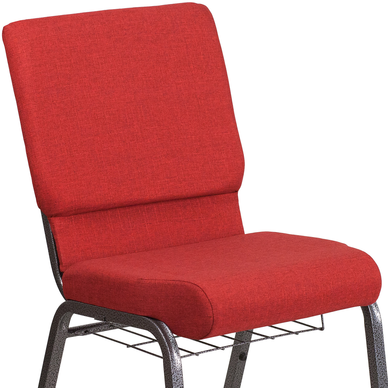 BLNK HERCULES Series Fabric Church Chair with Cup Book Rack and Silver Vein Frame - Red