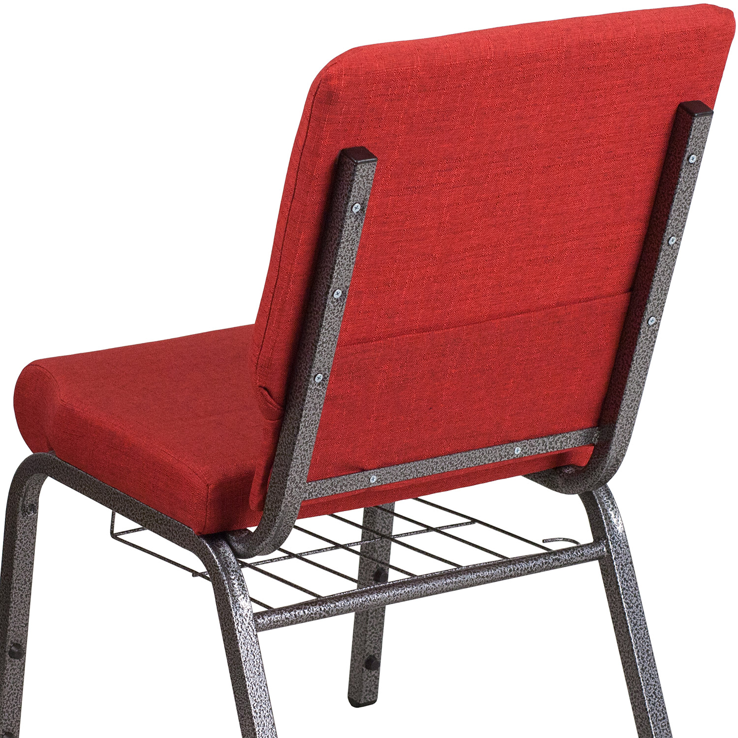 BLNK HERCULES Series Fabric Church Chair with Cup Book Rack and Silver Vein Frame - Red
