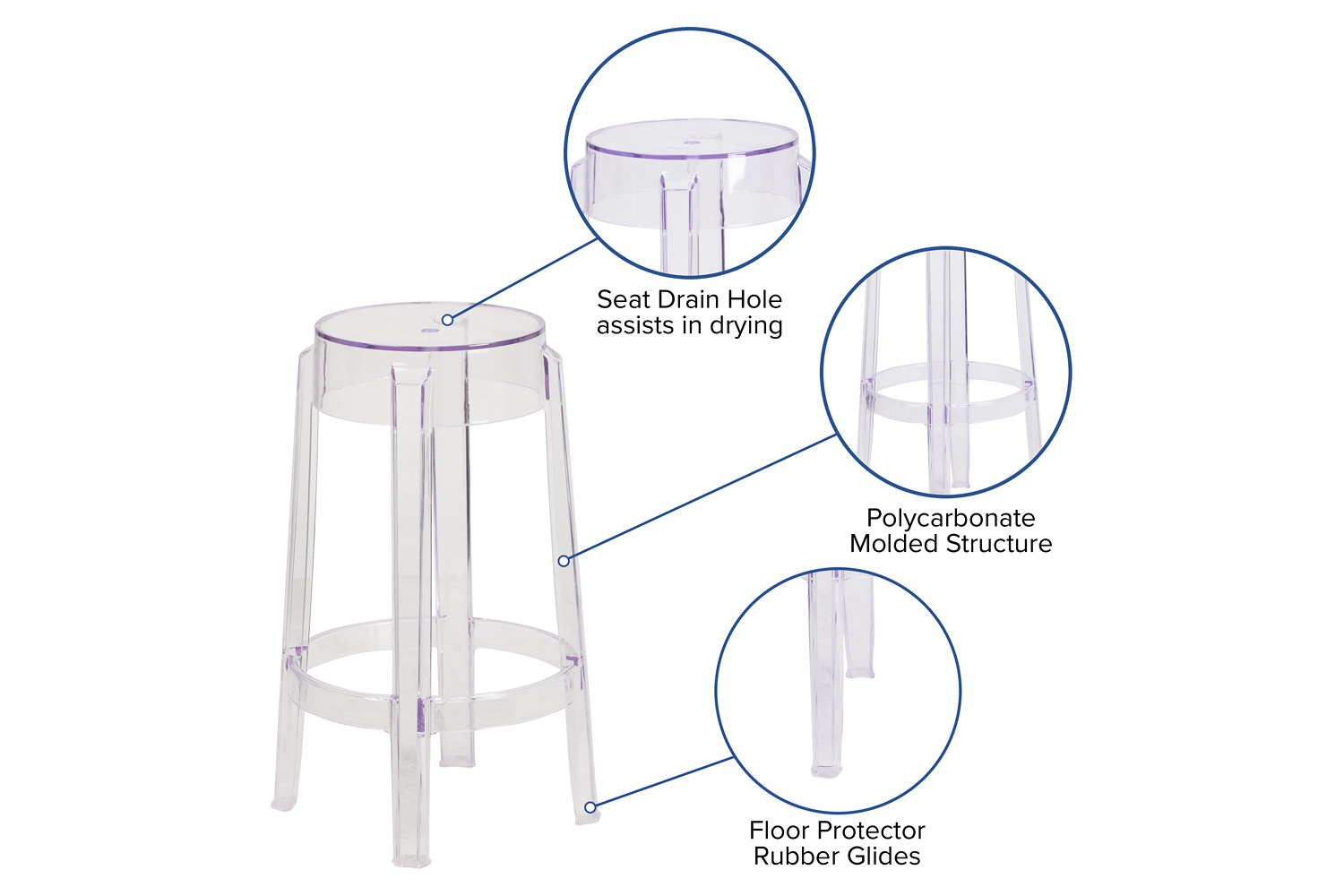 BLNK Laney Transparent Stool - 25.75"H