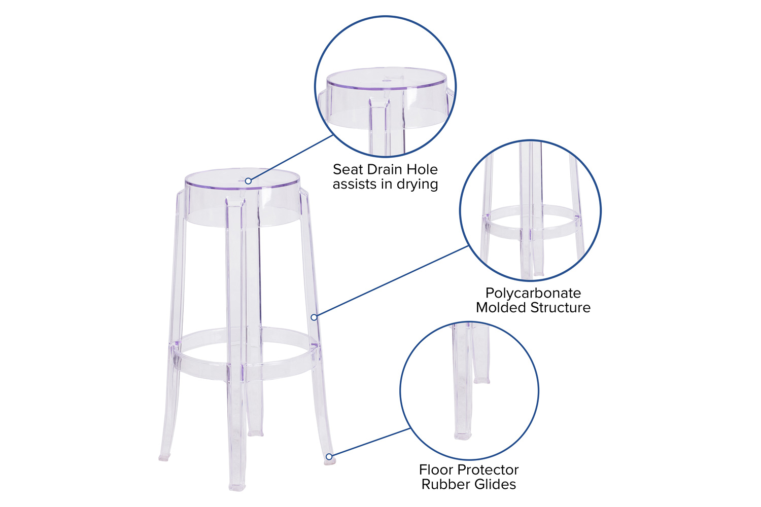 BLNK Laney Transparent Stool - 29.75"H