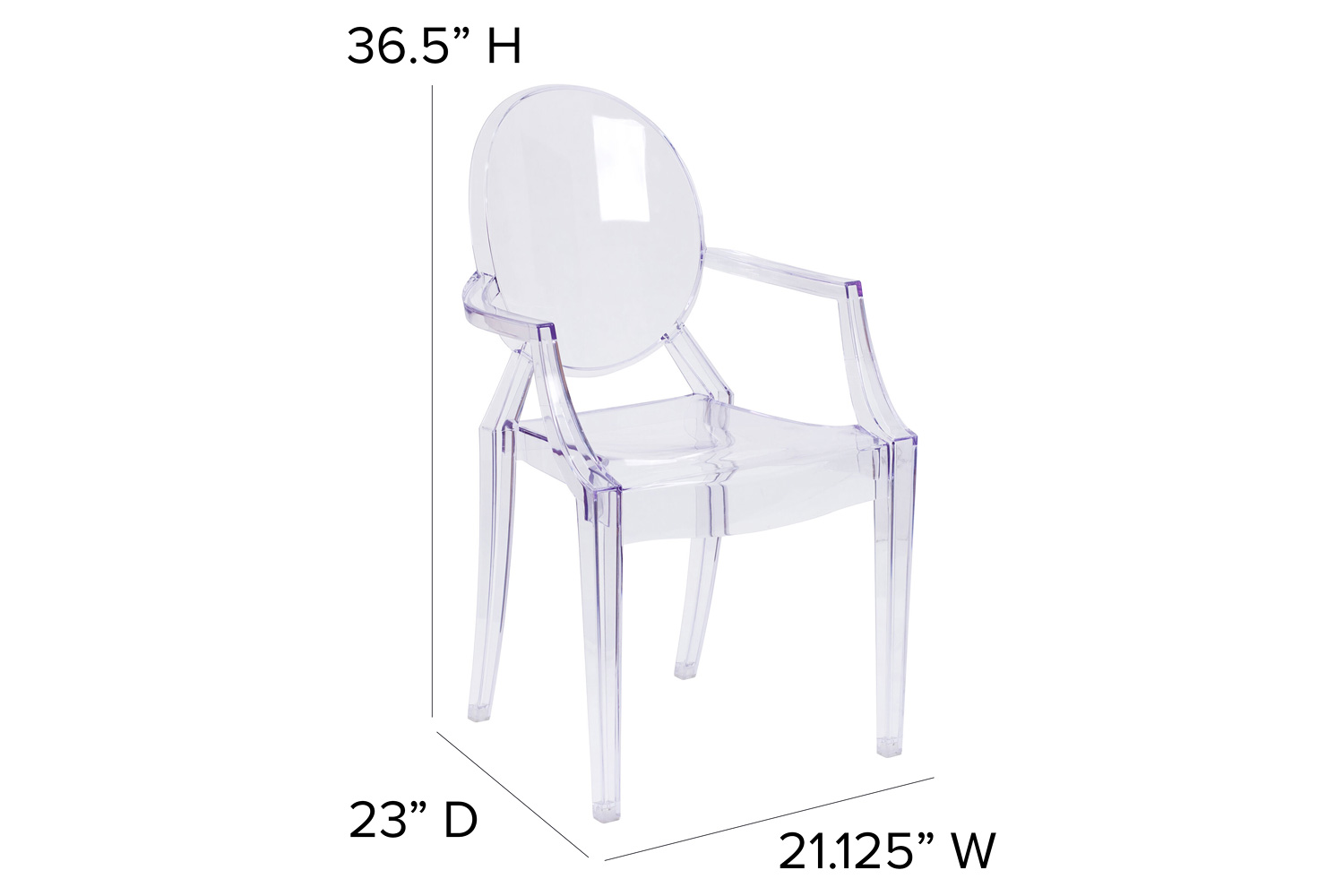 BLNK - Shirley Ghost Chair with Arms in Transparent Crystal