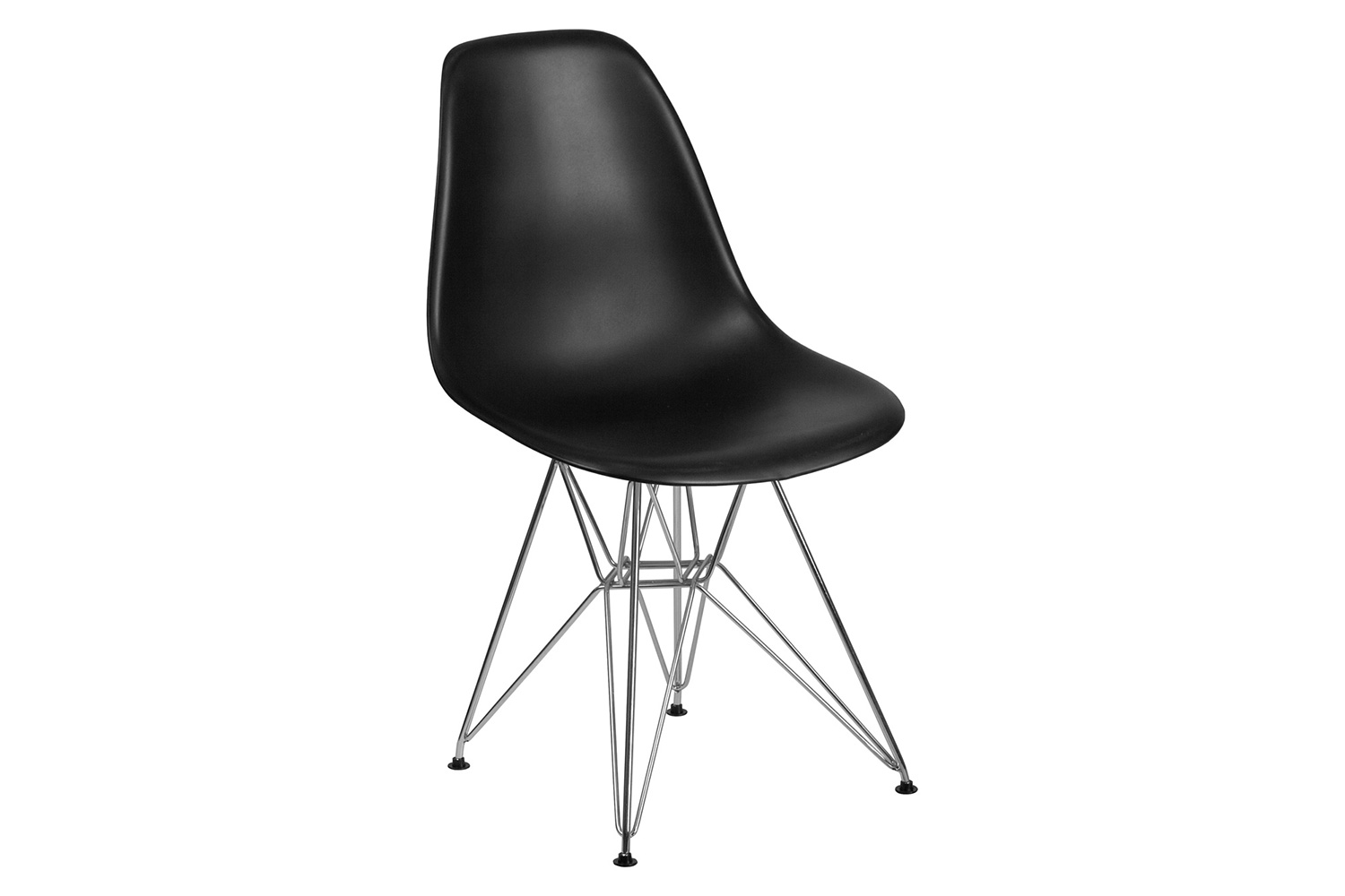 BLNK Elon Series Plastic Chair with Chrome Base - Black