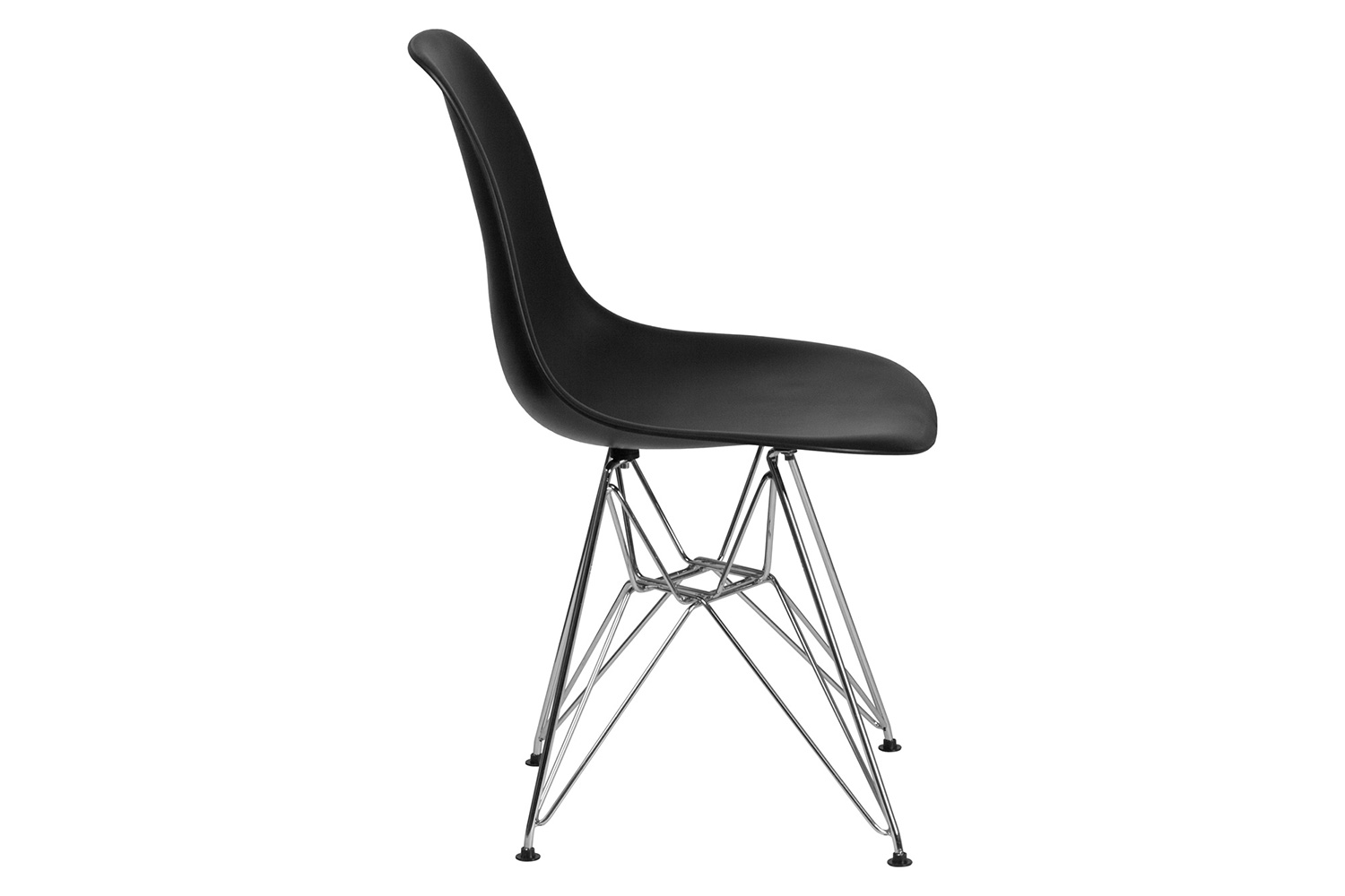 BLNK Elon Series Plastic Chair with Chrome Base - Black