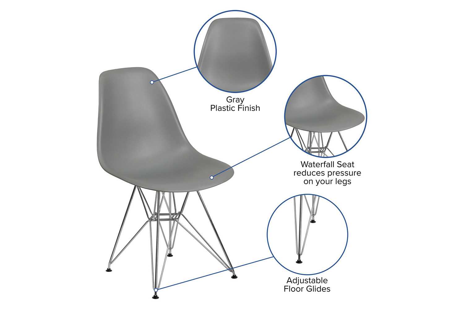 BLNK Elon Series Plastic Chair with Chrome Base - Moss Gray