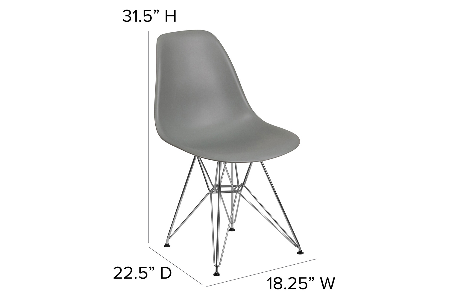 BLNK Elon Series Plastic Chair with Chrome Base - Moss Gray