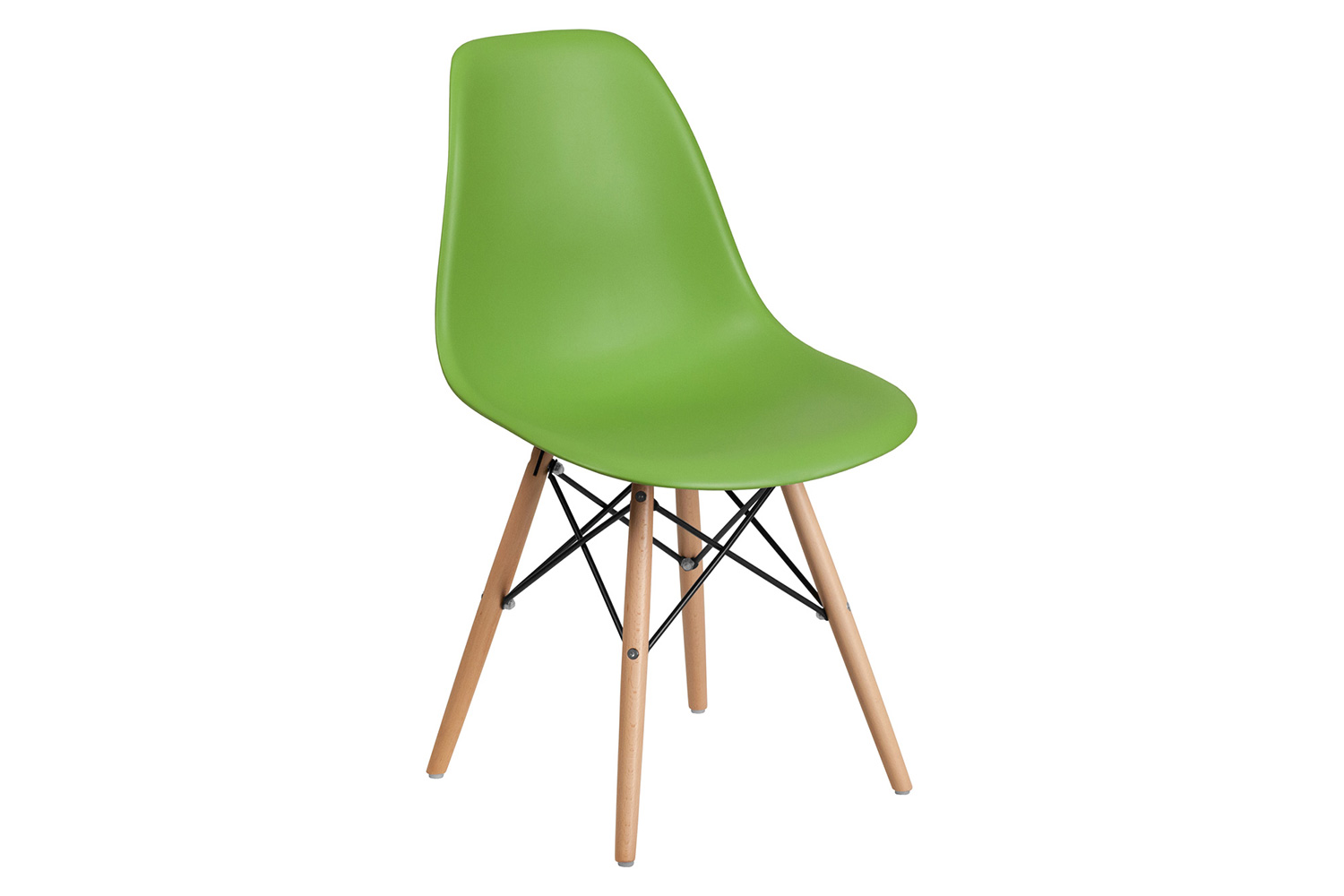BLNK Elon Series Plastic Chair with Wooden Legs - Green