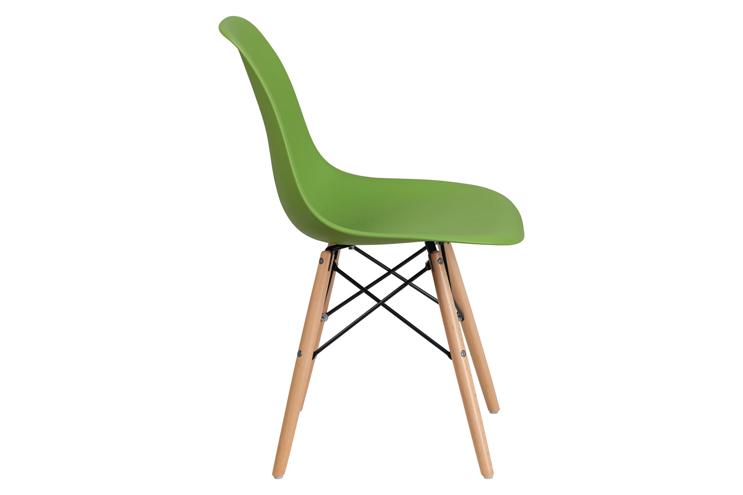 BLNK Elon Series Plastic Chair with Wooden Legs - Green