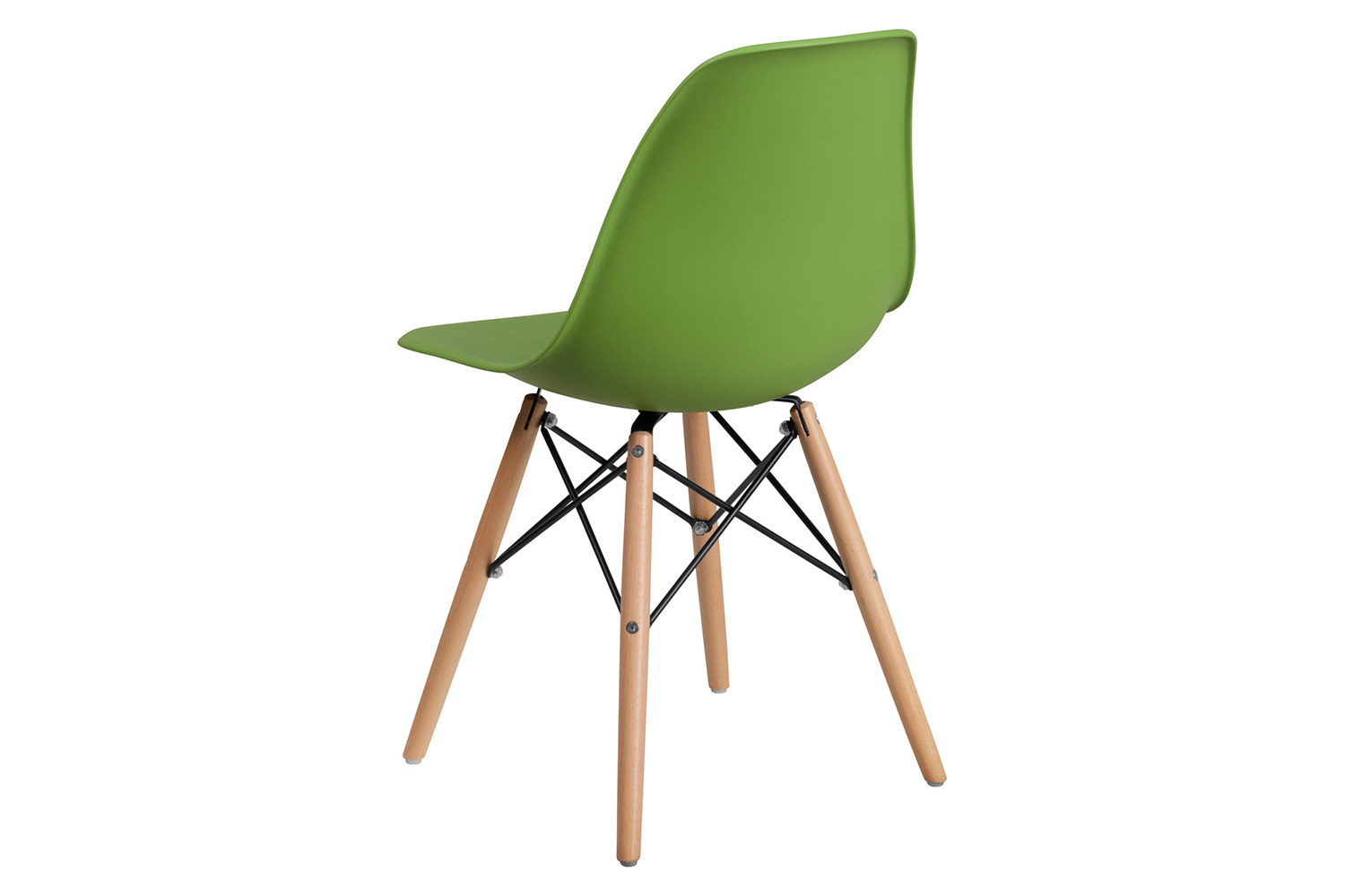 BLNK Elon Series Plastic Chair with Wooden Legs - Green