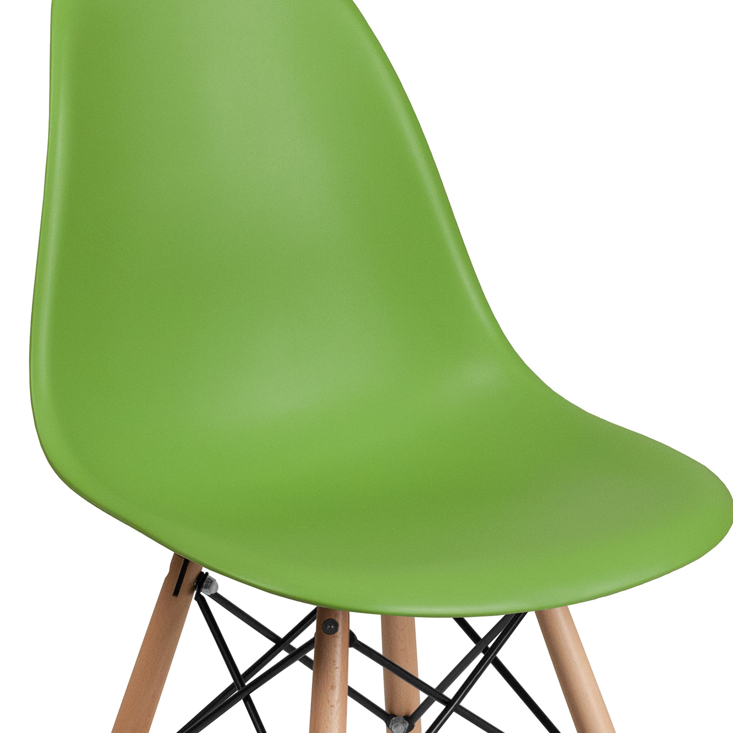 BLNK Elon Series Plastic Chair with Wooden Legs - Green