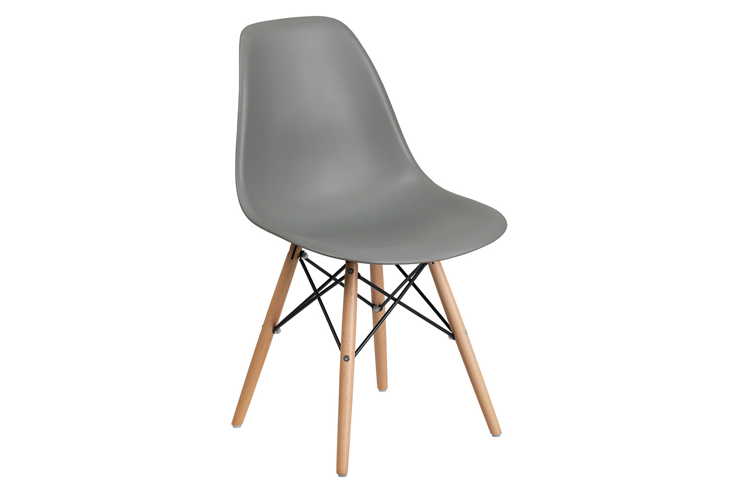 BLNK Elon Series Plastic Chair with Wooden Legs - Moss Gray