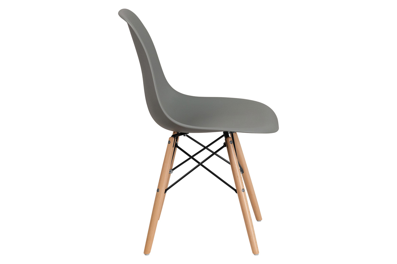 BLNK Elon Series Plastic Chair with Wooden Legs - Moss Gray