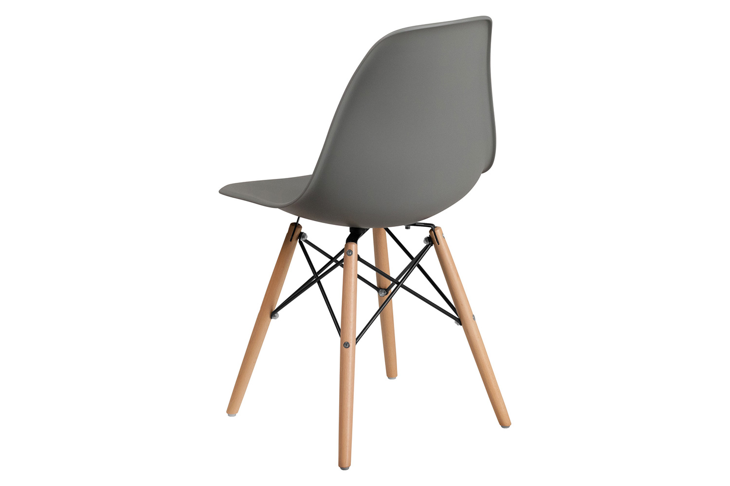 BLNK Elon Series Plastic Chair with Wooden Legs - Moss Gray
