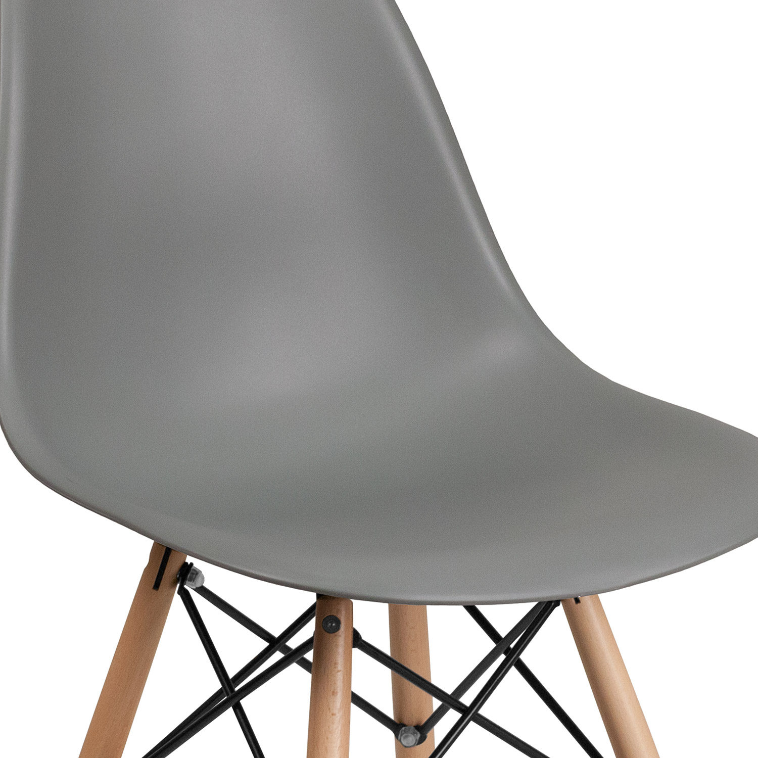 BLNK Elon Series Plastic Chair with Wooden Legs - Moss Gray
