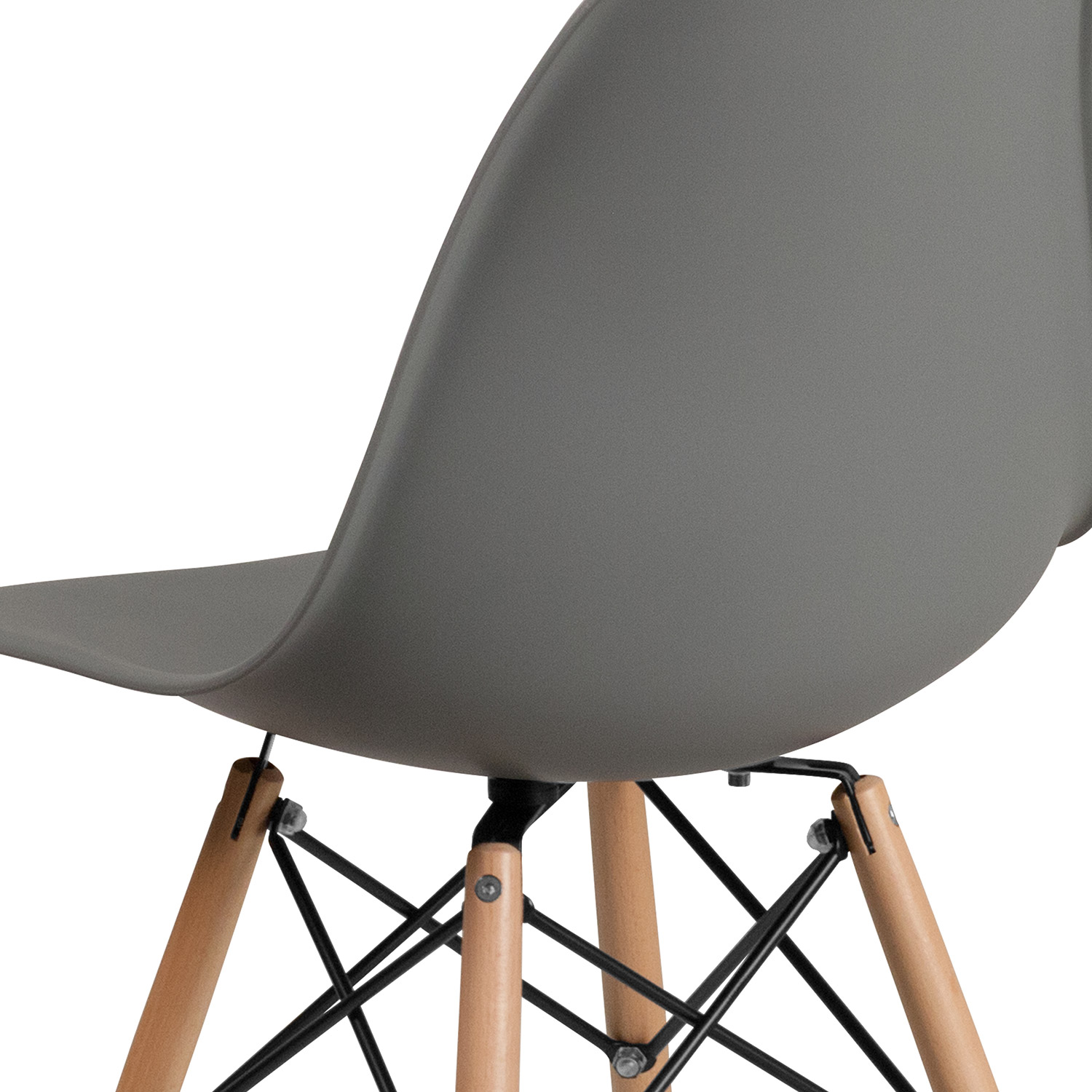 BLNK Elon Series Plastic Chair with Wooden Legs - Moss Gray