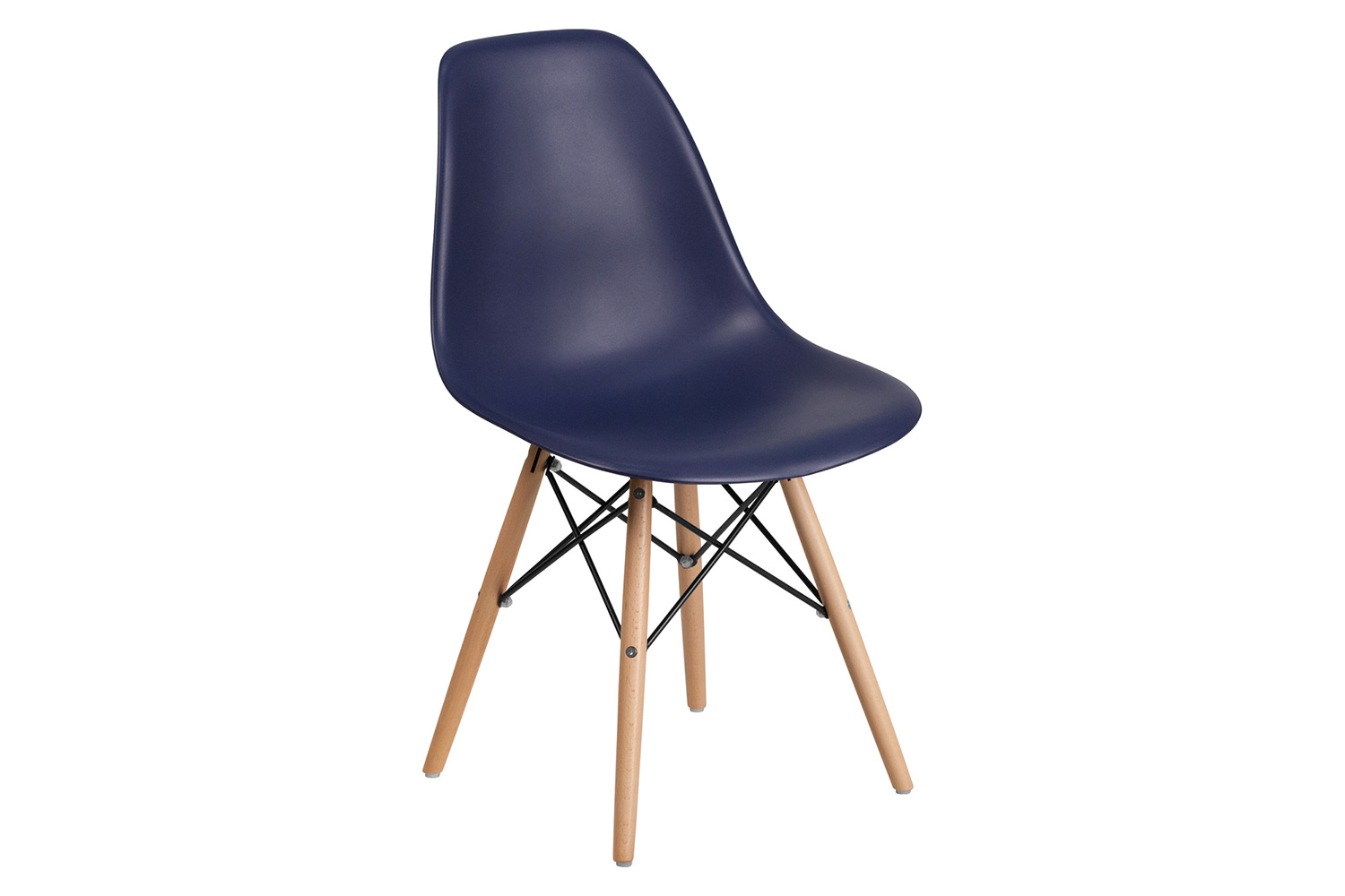 BLNK Elon Series Plastic Chair with Wooden Legs - Navy