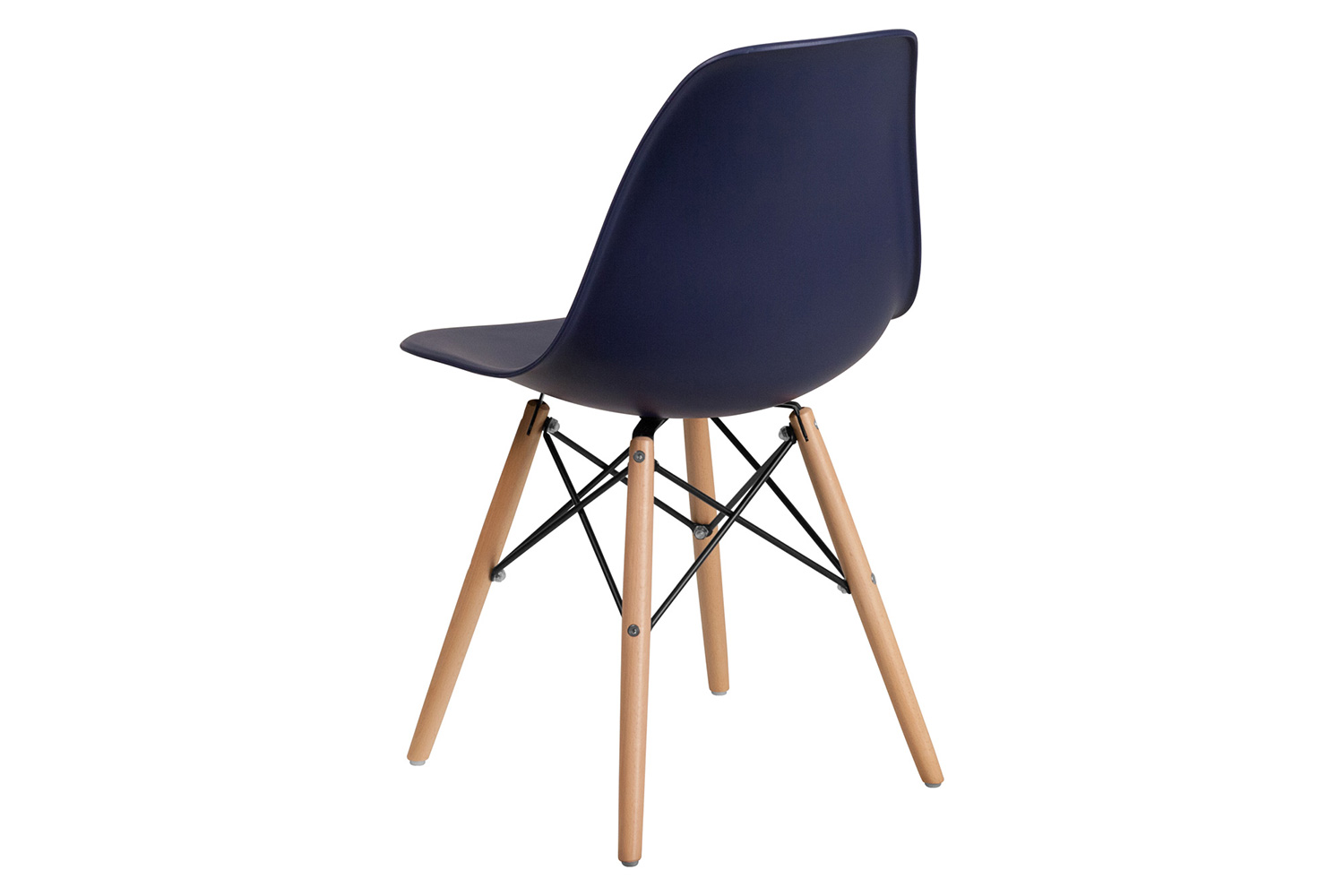 BLNK Elon Series Plastic Chair with Wooden Legs - Navy