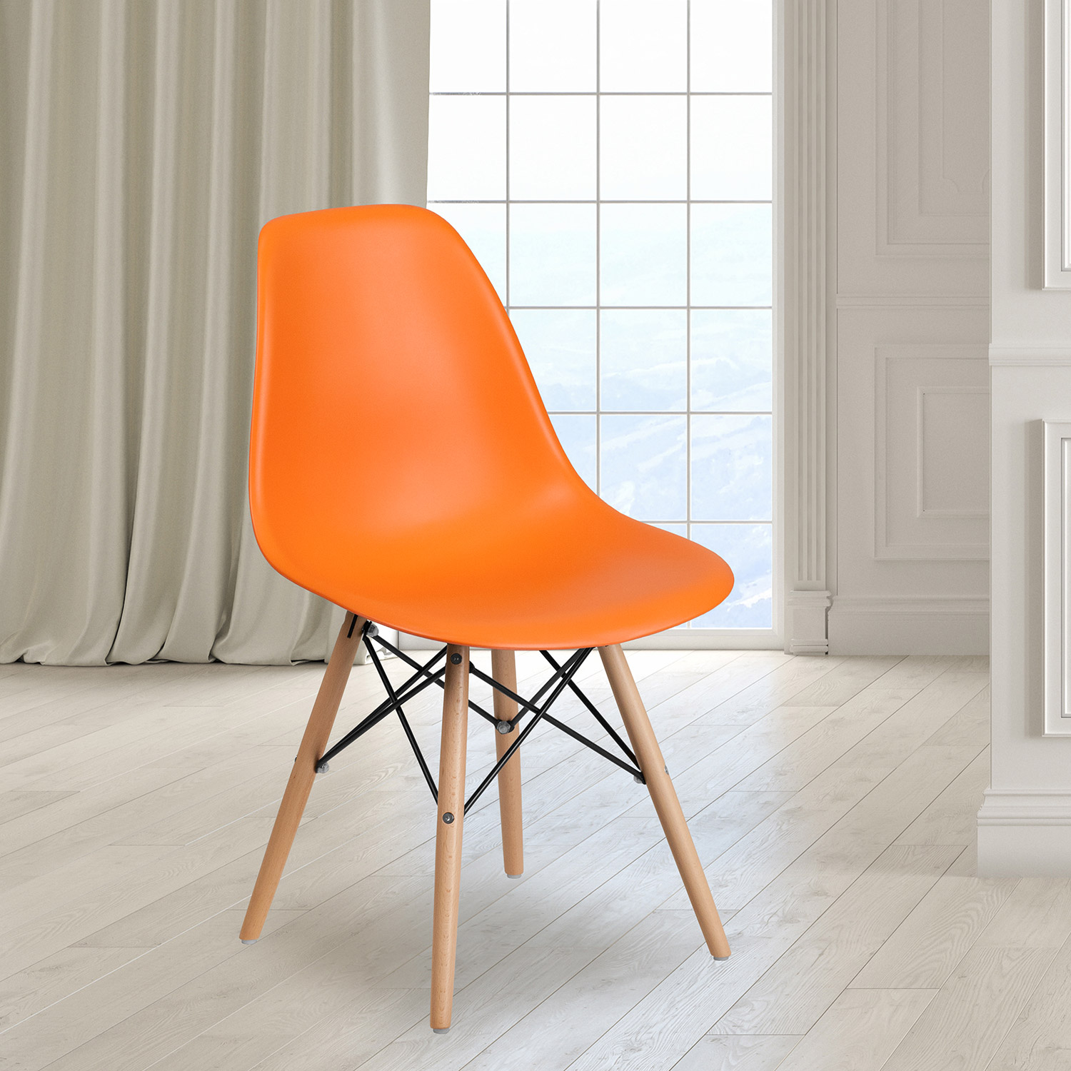 BLNK - Elon Series Plastic Chair with Wooden Legs