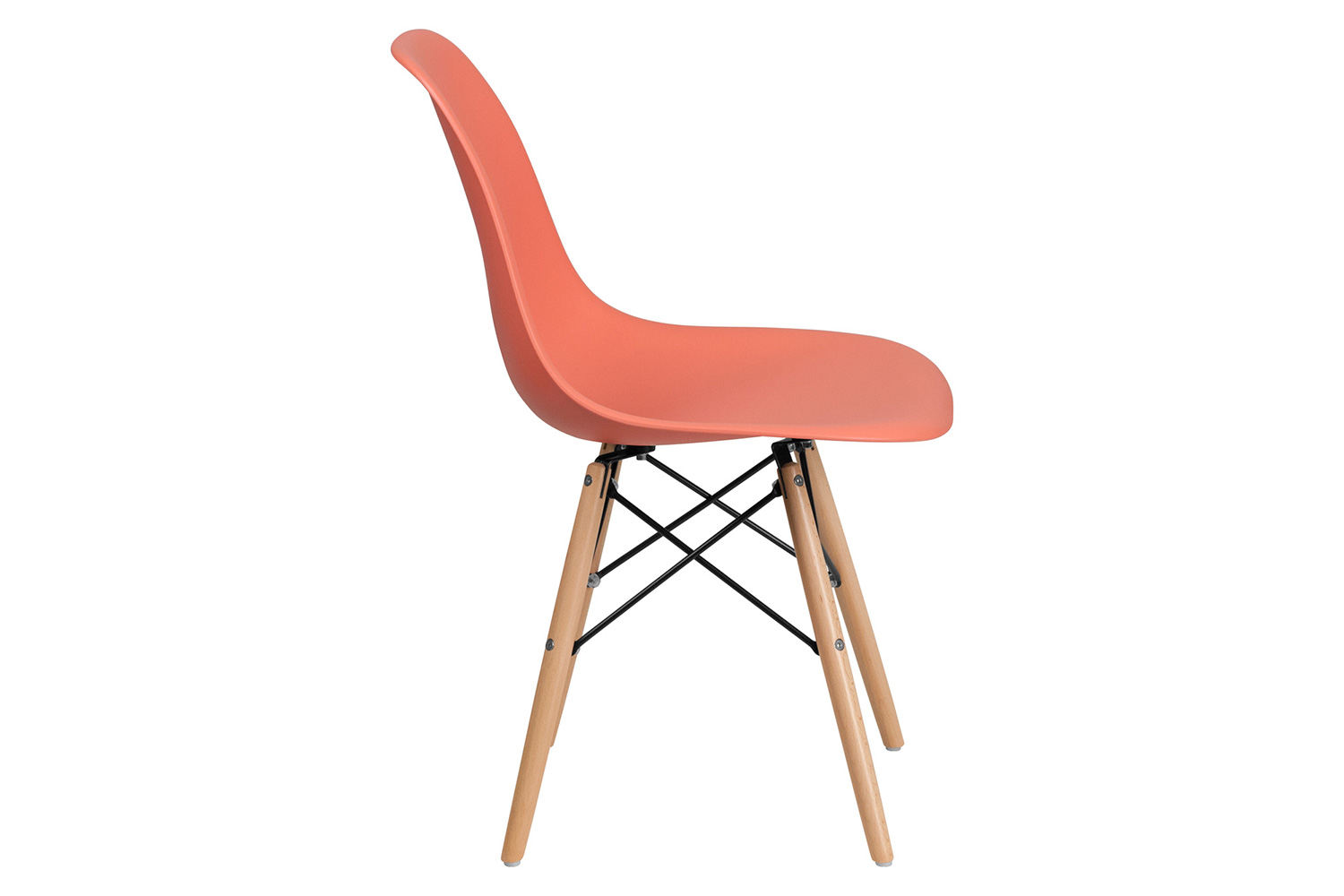 BLNK Elon Series Plastic Chair with Wooden Legs - Peach