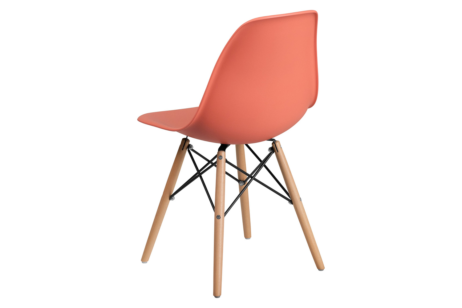 BLNK Elon Series Plastic Chair with Wooden Legs - Peach
