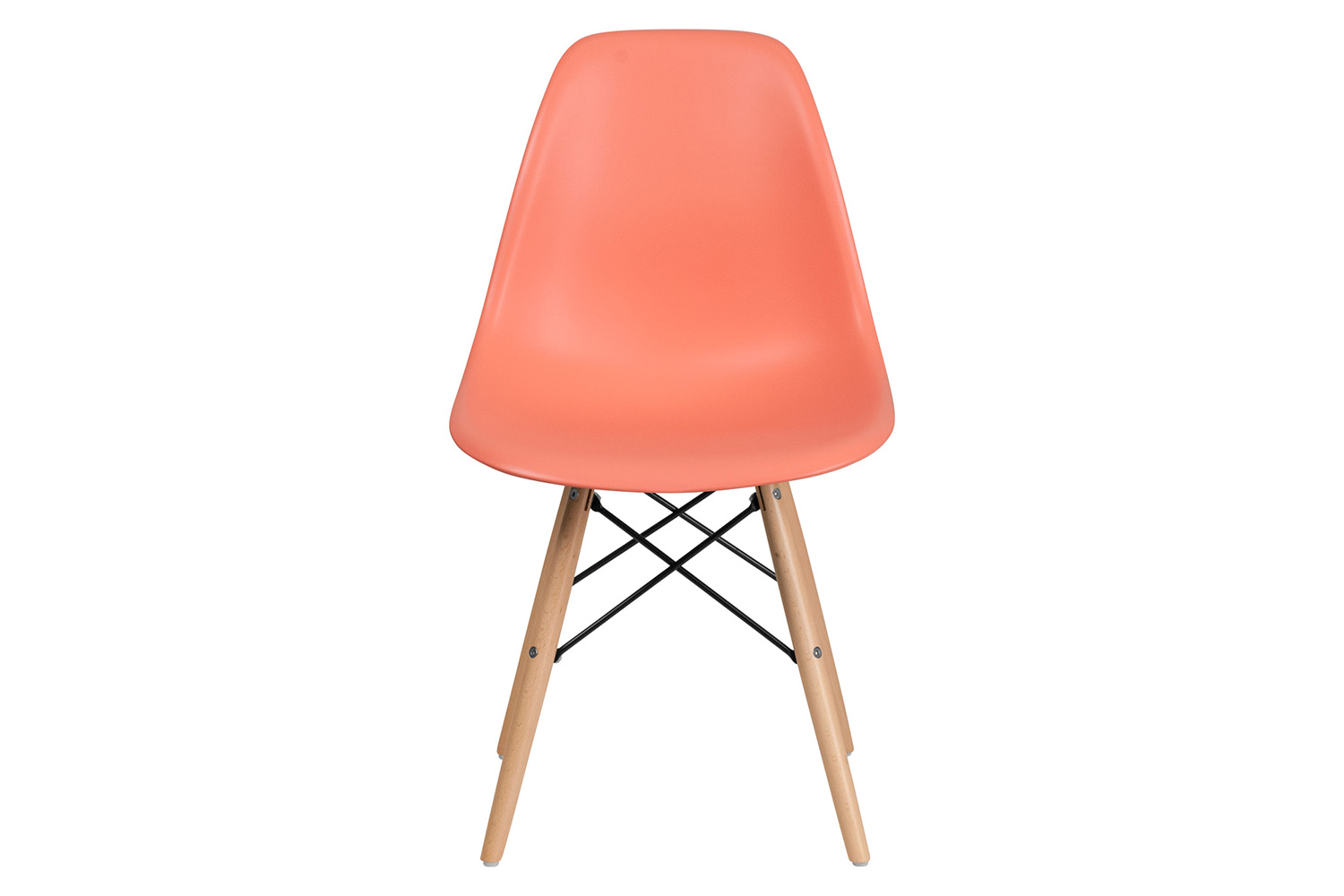 BLNK Elon Series Plastic Chair with Wooden Legs - Peach