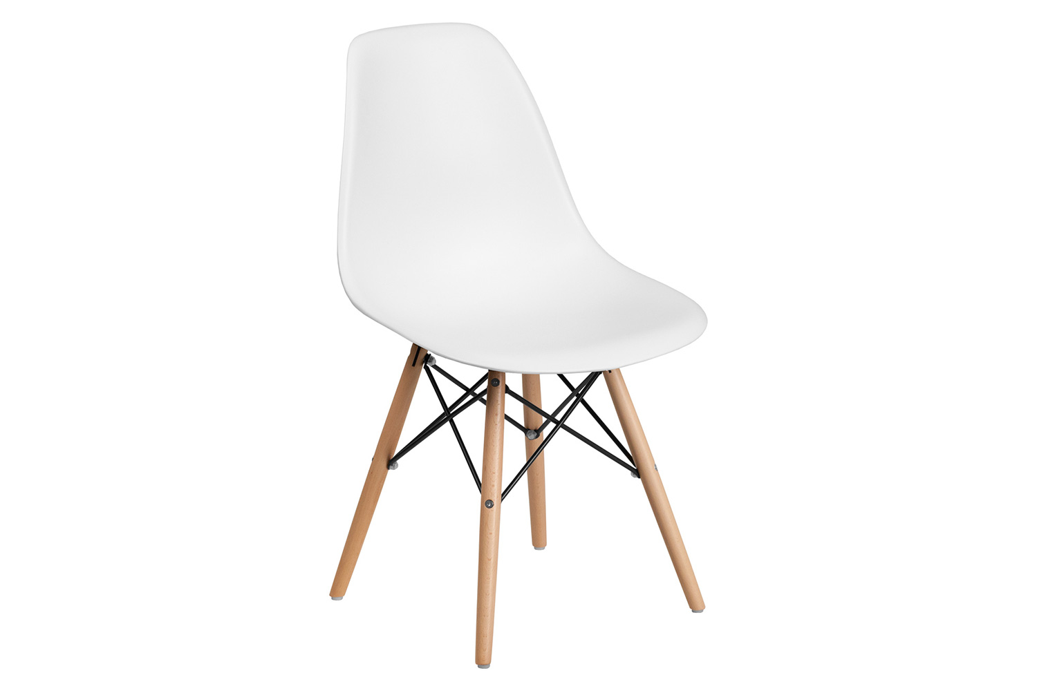 BLNK Elon Series Plastic Chair with Wooden Legs - White