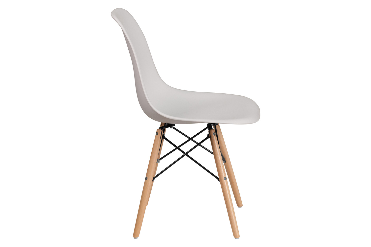 BLNK Elon Series Plastic Chair with Wooden Legs - White
