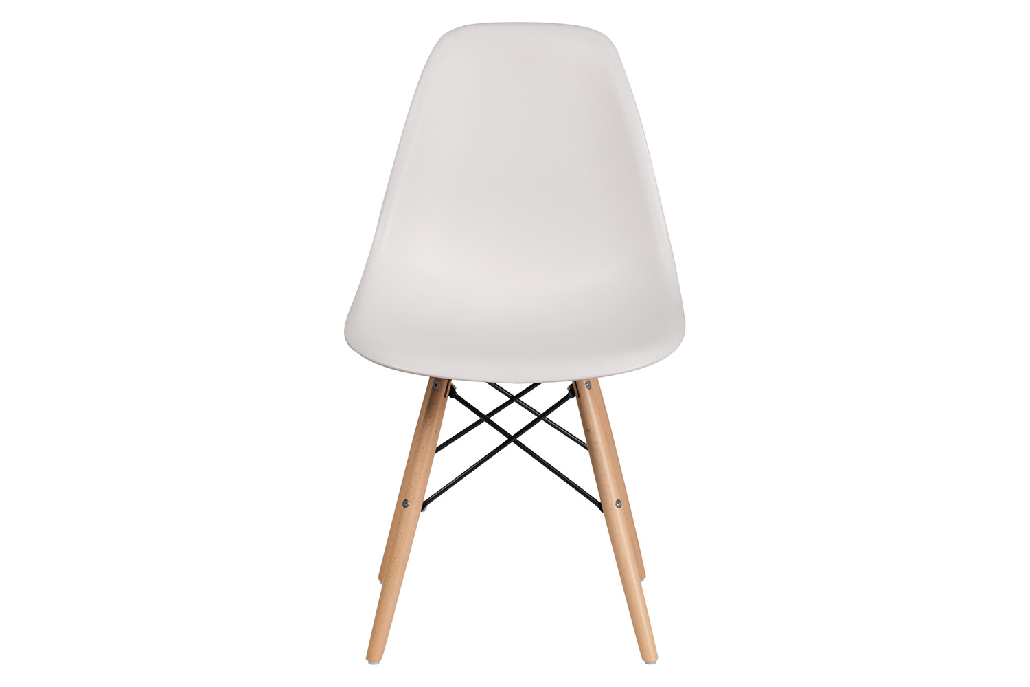 BLNK Elon Series Plastic Chair with Wooden Legs - White