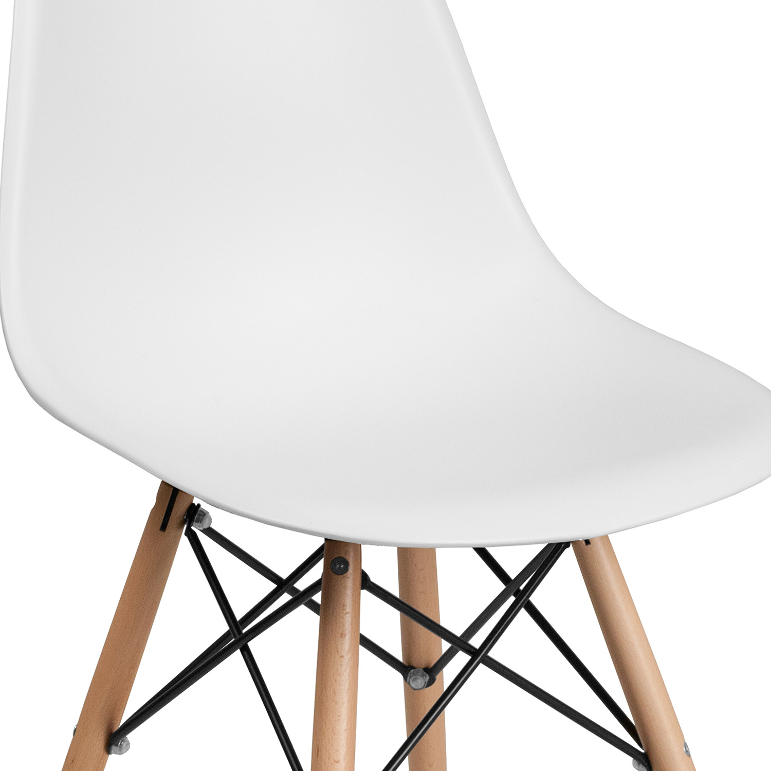 BLNK Elon Series Plastic Chair with Wooden Legs - White