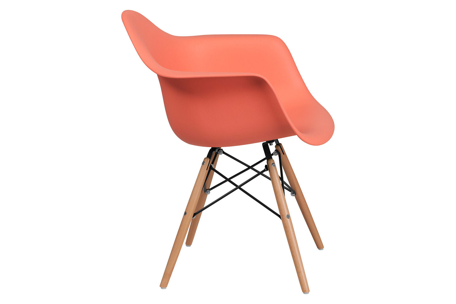 BLNK Alonza Series Plastic Chair with Wooden Legs - Peach