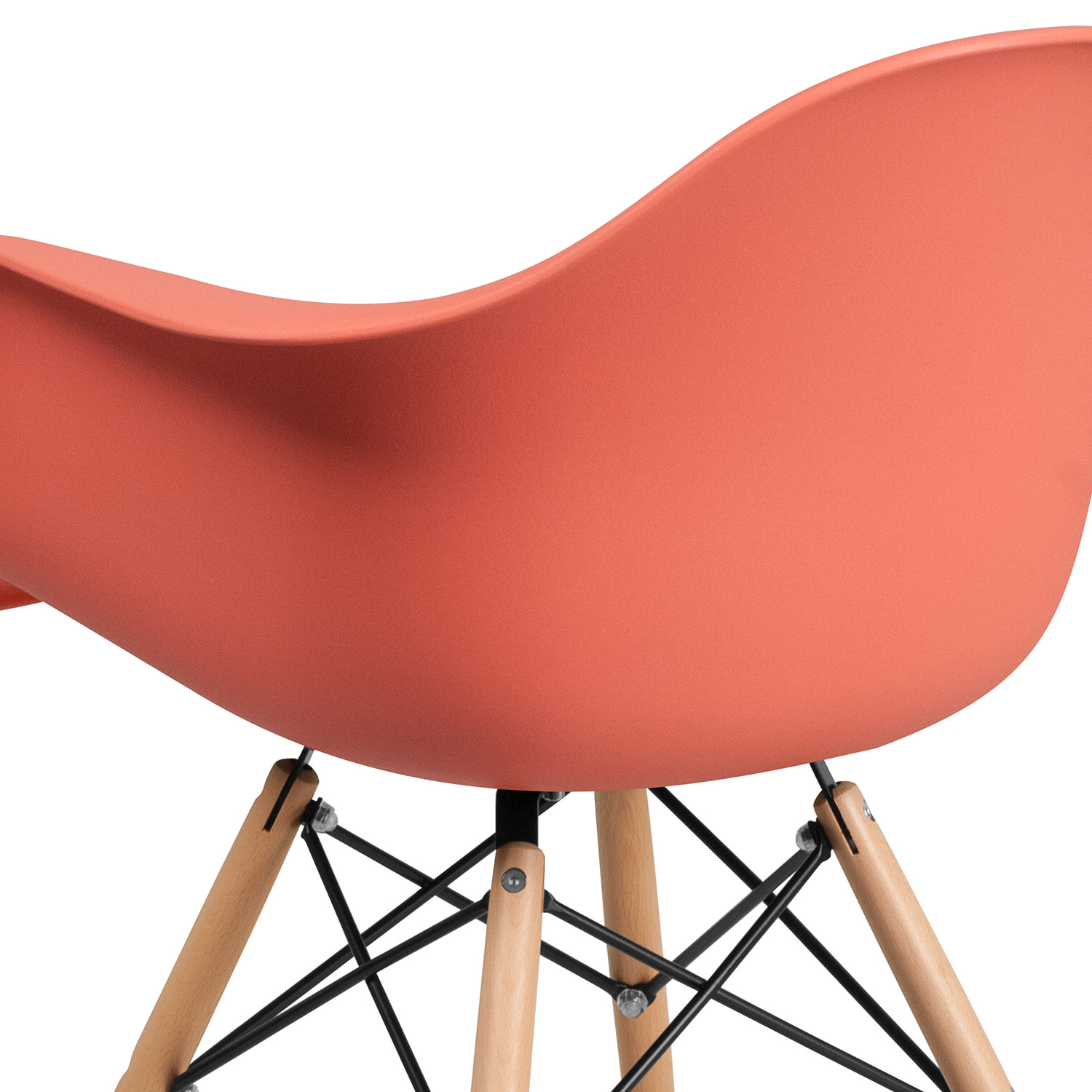 BLNK Alonza Series Plastic Chair with Wooden Legs - Peach