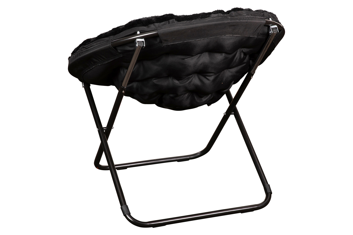 BLNK Gwen Faux Fur Oversize Portable Folding Saucer Moon Chair - Black