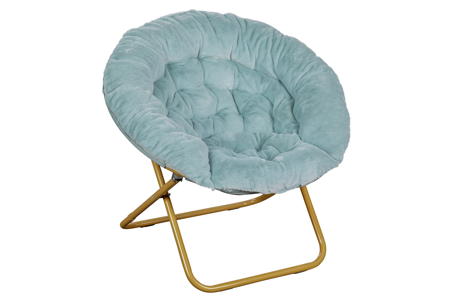 BLNK Gwen Faux Fur Oversize Portable Folding Saucer Moon Chair - Dusty Aqua