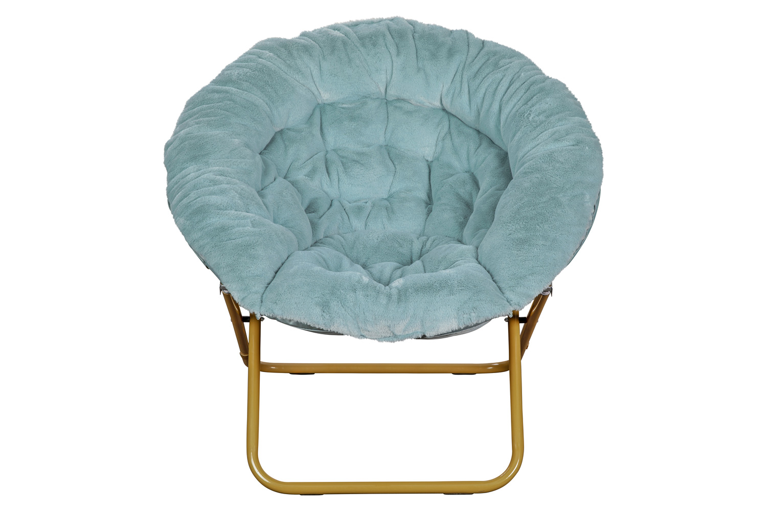 BLNK Gwen Faux Fur Oversize Portable Folding Saucer Moon Chair - Dusty Aqua