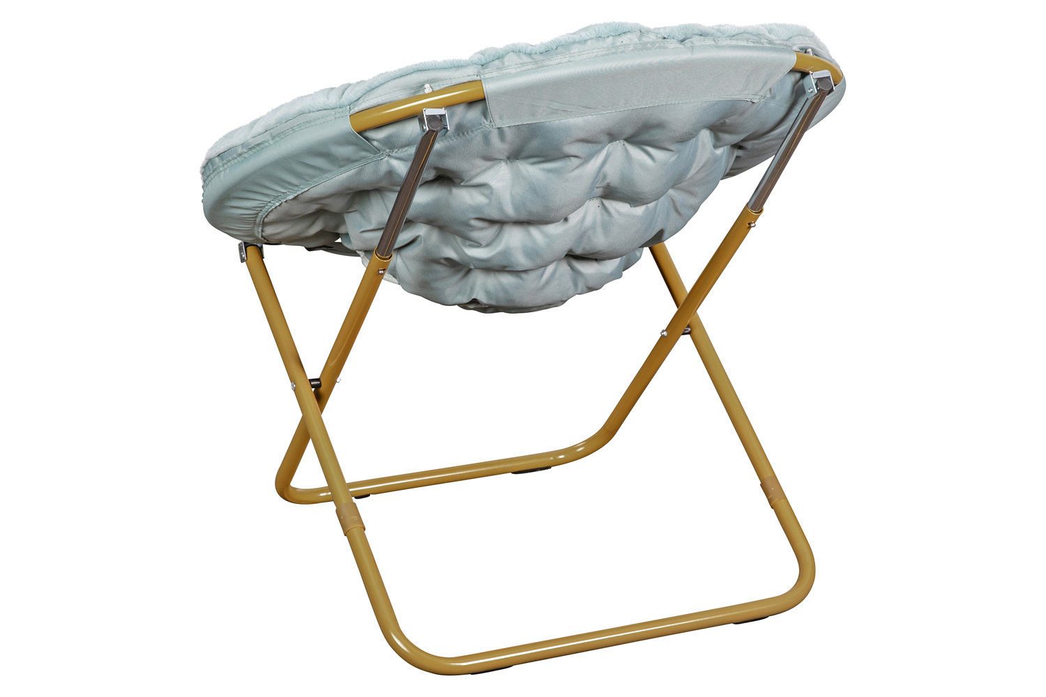 BLNK Gwen Faux Fur Oversize Portable Folding Saucer Moon Chair - Dusty Aqua