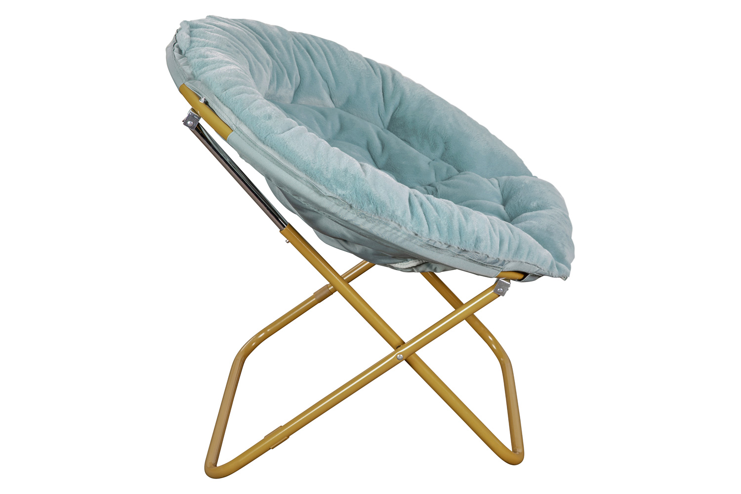 BLNK Gwen Faux Fur Oversize Portable Folding Saucer Moon Chair - Dusty Aqua