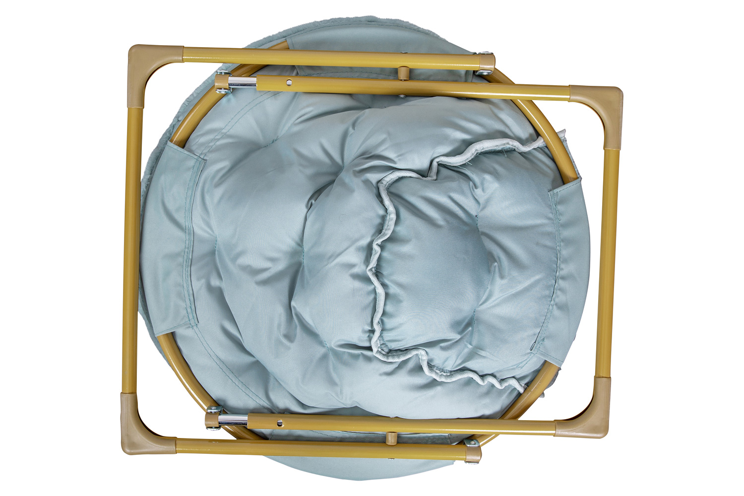 BLNK Gwen Faux Fur Oversize Portable Folding Saucer Moon Chair - Dusty Aqua
