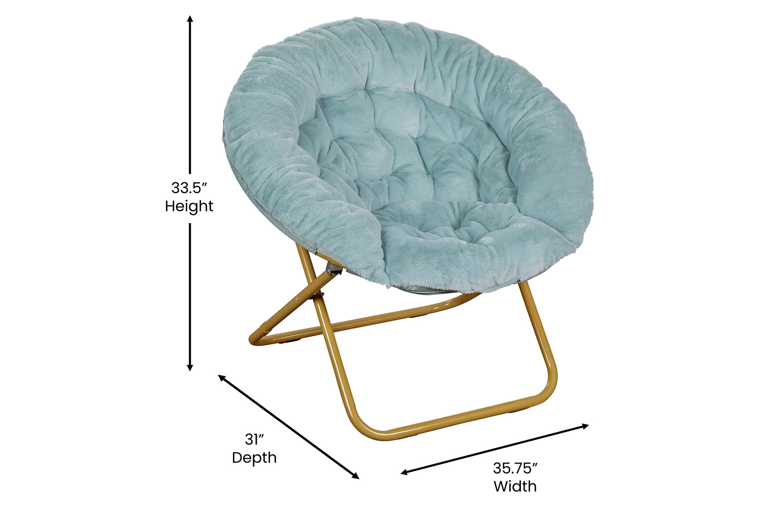 BLNK Gwen Faux Fur Oversize Portable Folding Saucer Moon Chair - Dusty Aqua