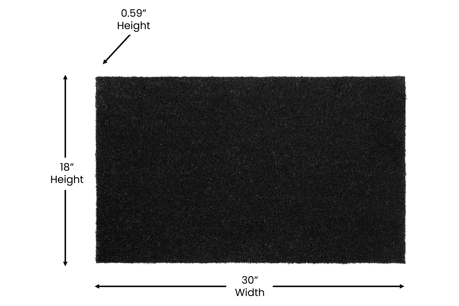 BLNK Harbold Coir Indoor-Outdoor Solid Doormat with Non-Slip Backing - Black