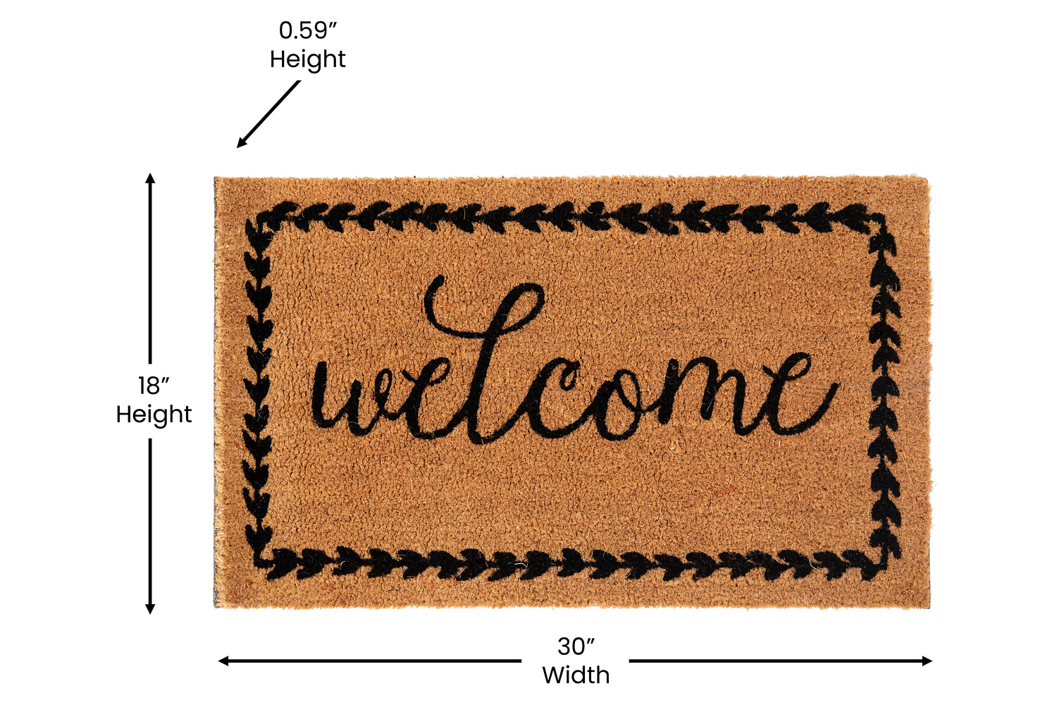 BLNK - Harbold Coir Indoor-Outdoor Doormat with Black Welcome Message and Non-Slip Backing