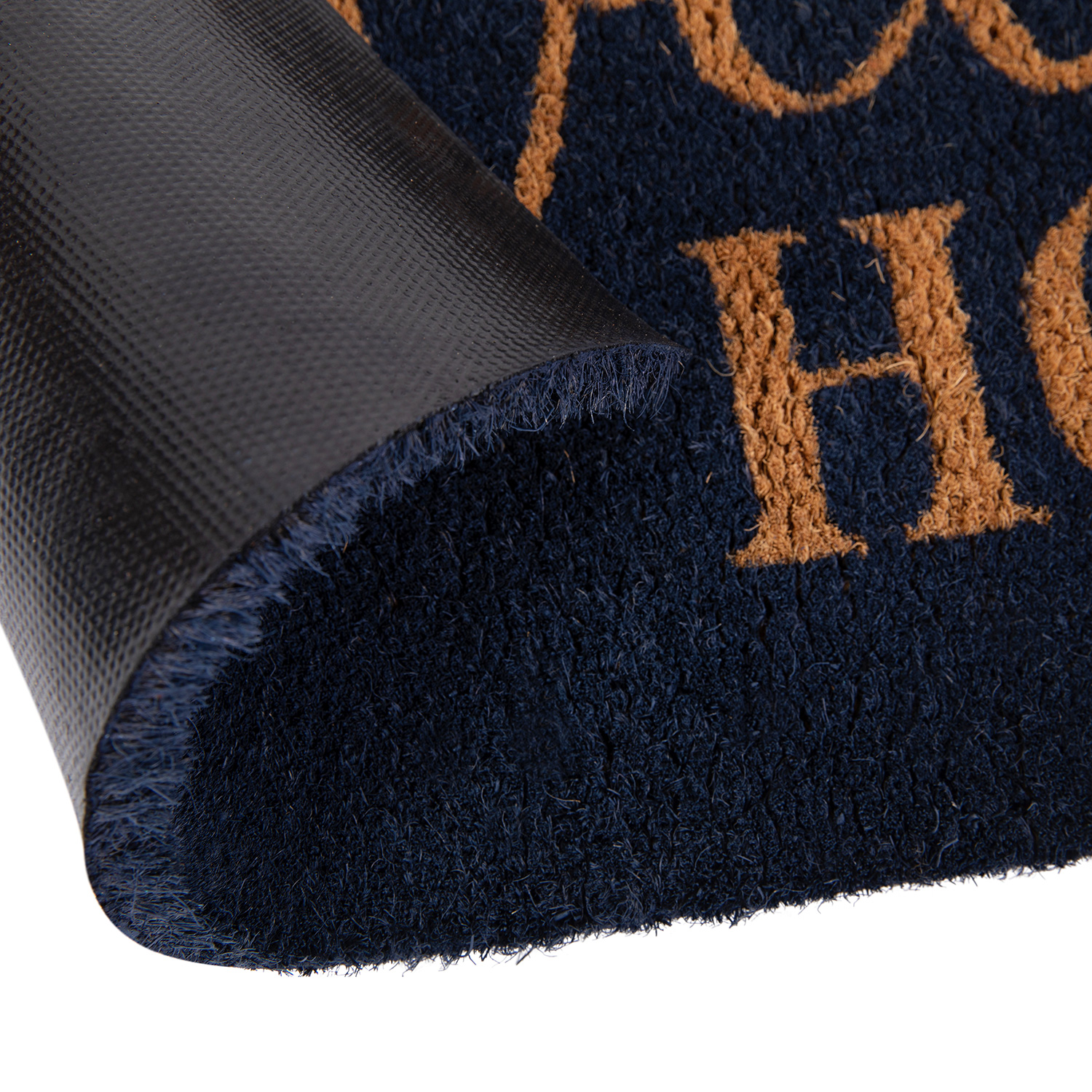 BLNK Harbold Coir Indoor-Outdoor Doormat with Home Sweet Home Message and Non-Slip Backing - Navy